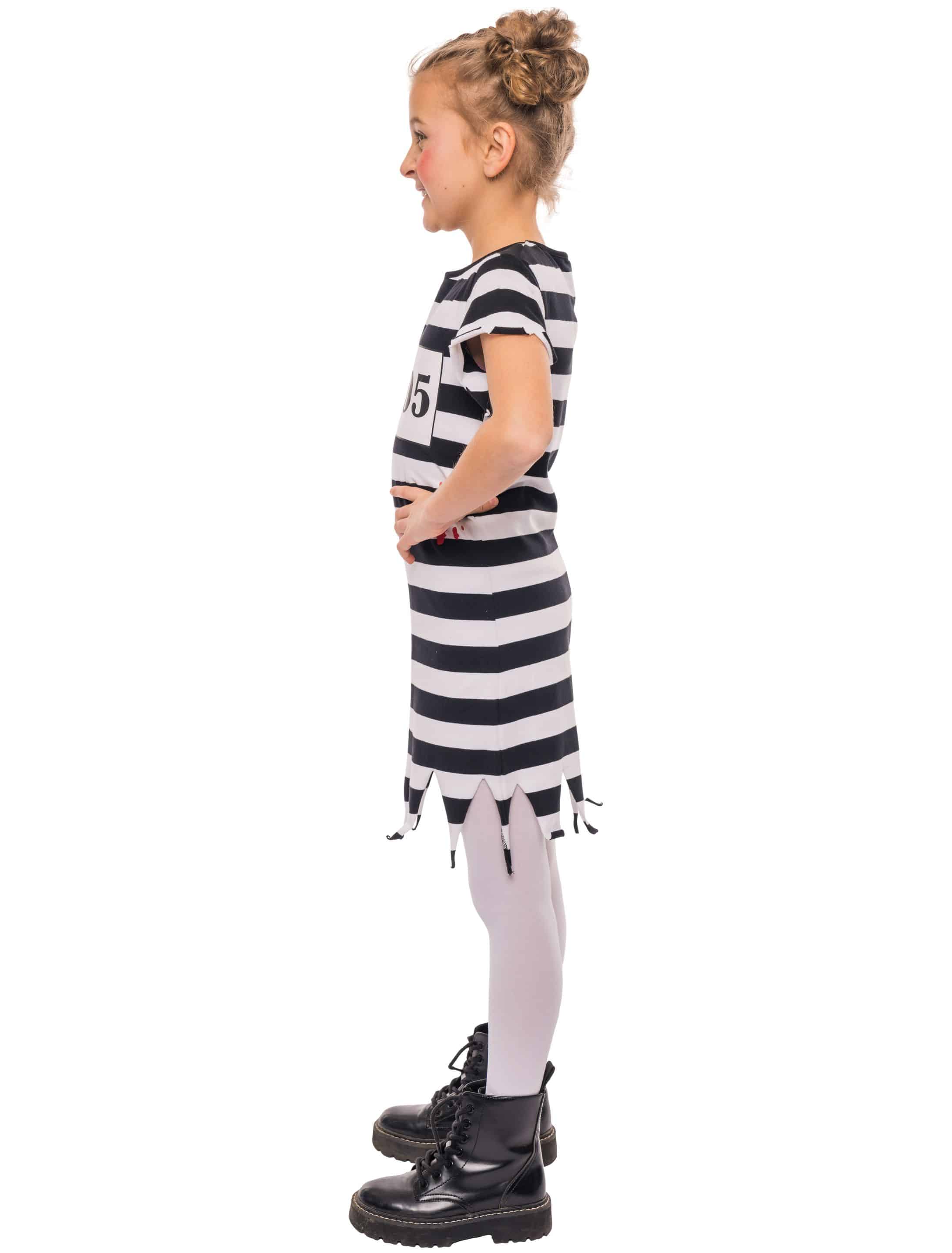 Kleid Gefangene mit Blut Kinder Mädchen schwarz/weiß 128 Kleid Gefangene mit Blut Kinder Mädchen schwarz/weiß 128