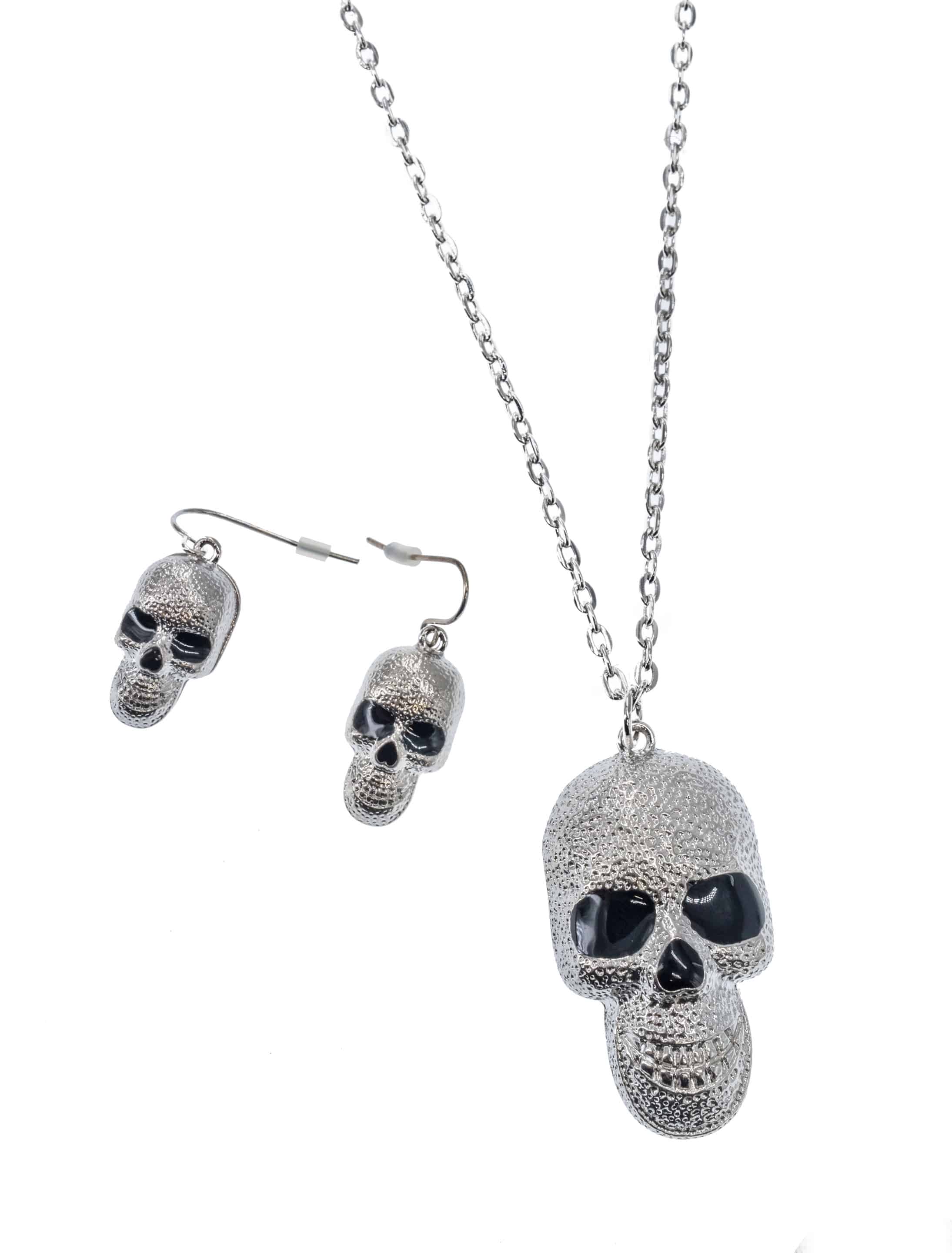 Schmuckset Totenkopf Kette & Ohrringe