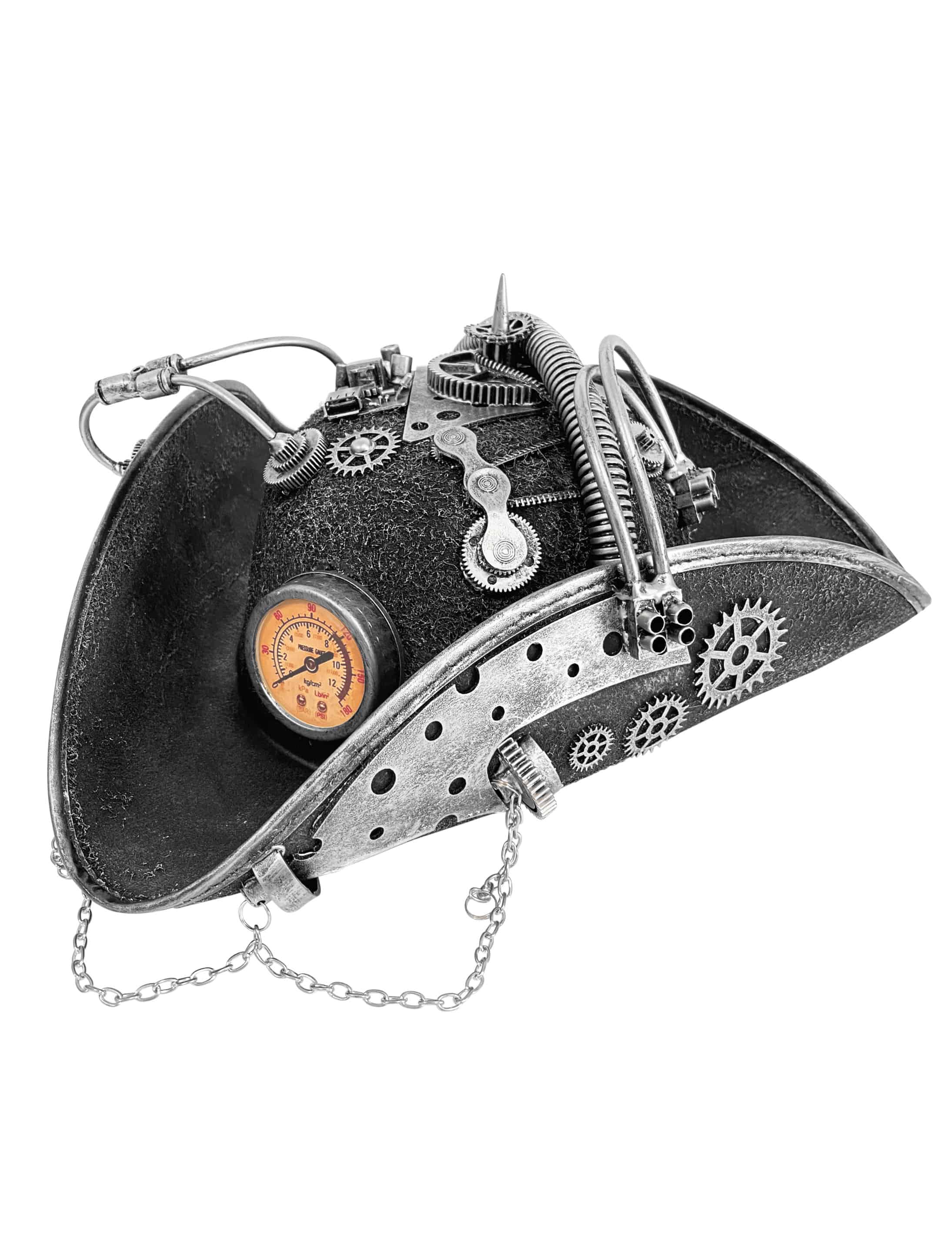 Dreispitz Steampunk deluxe silber one size