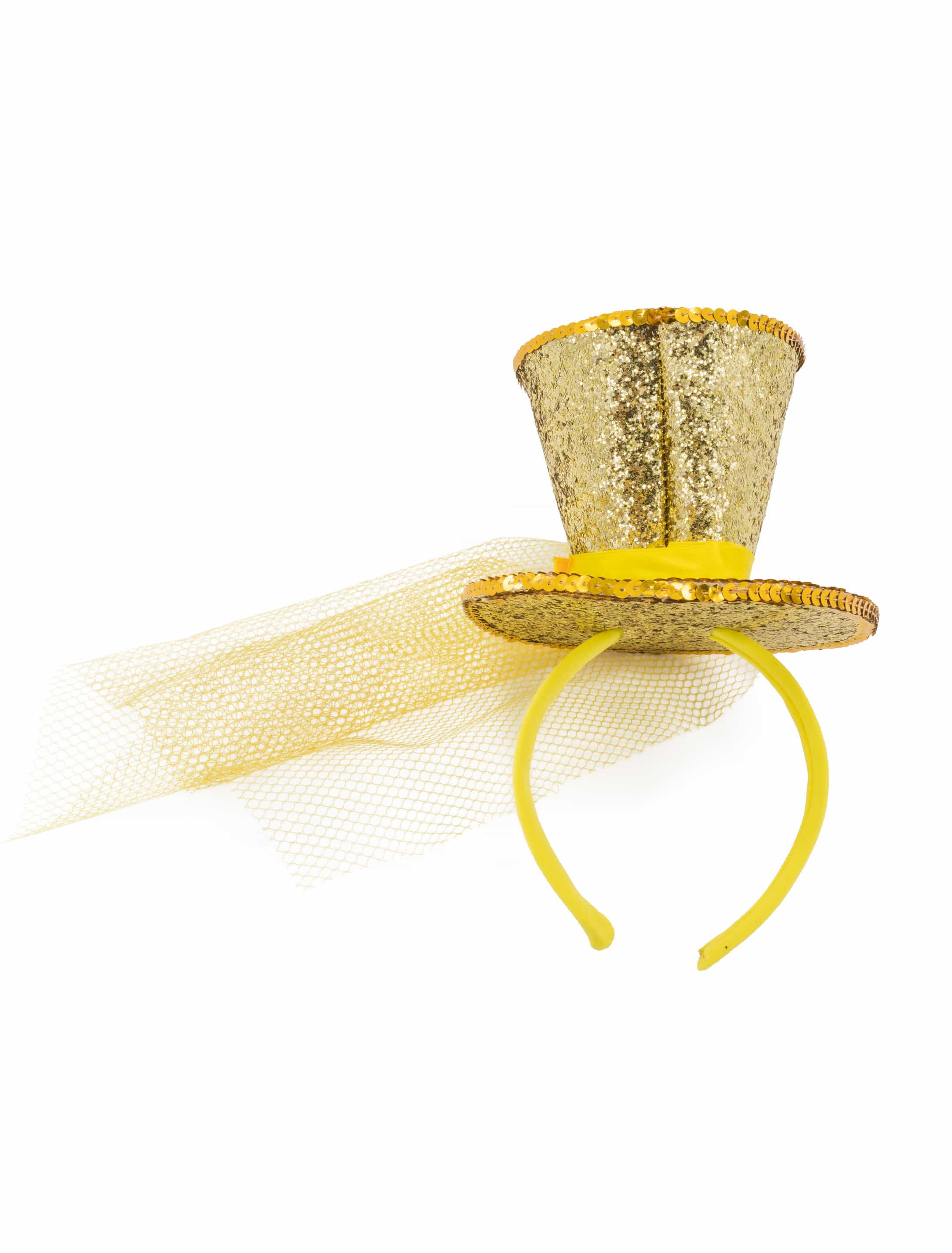 Haarreif Mini Zylinder Schleier gelb Haarreif Mini Zylinder Schleier gelb