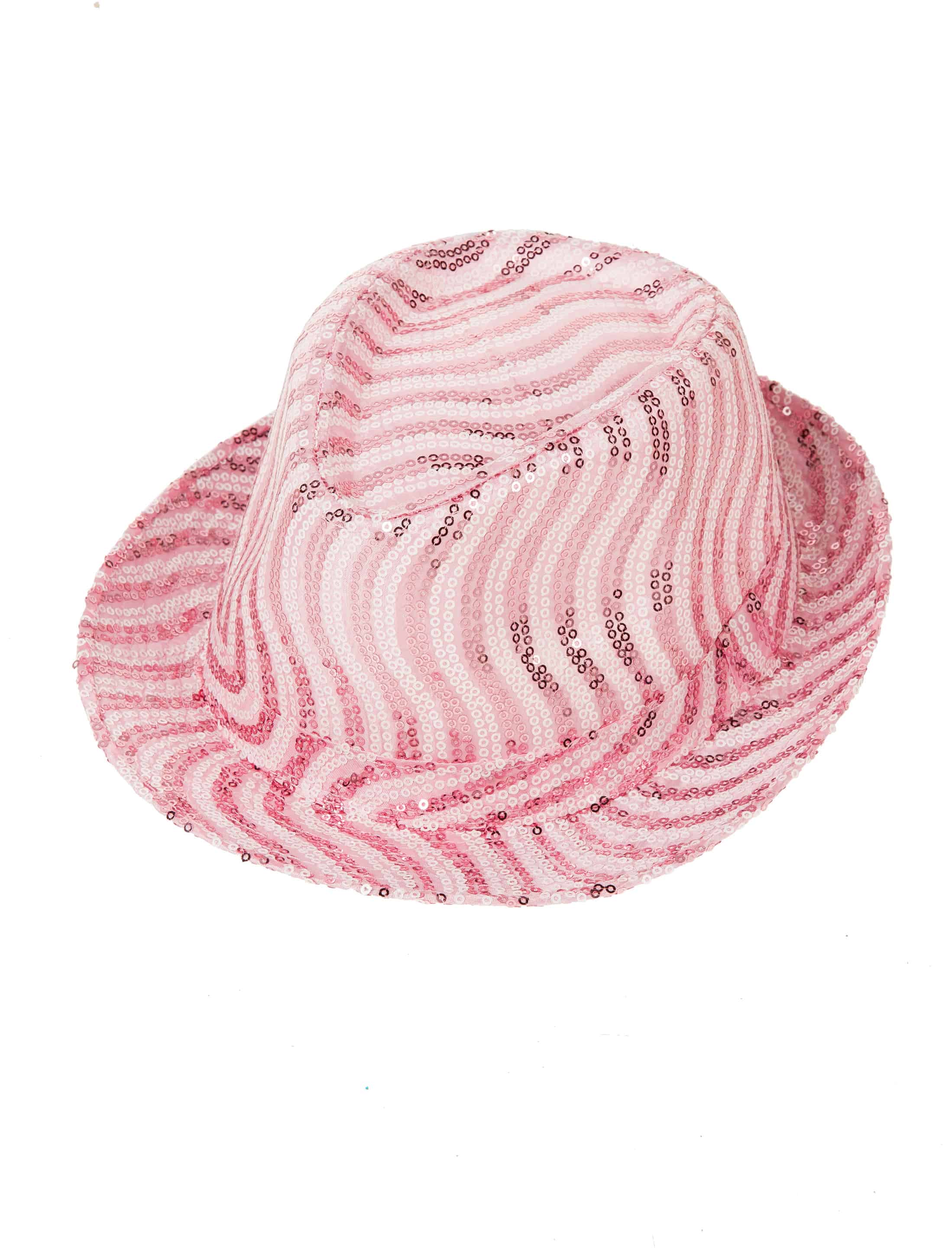 Hut Trilby Pailletten rosa/weiß one size