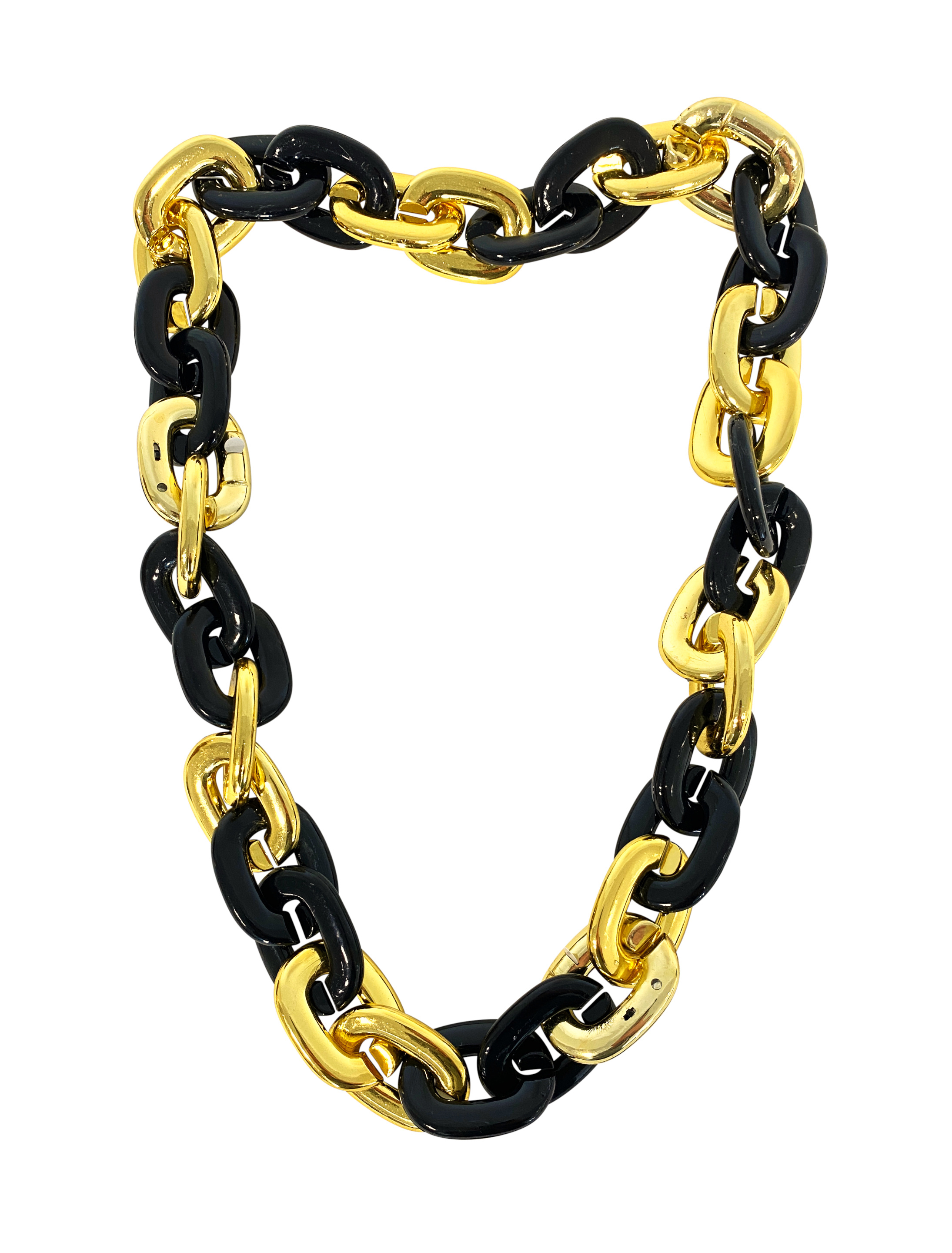 Halskette groß mit LED schwarz/gold