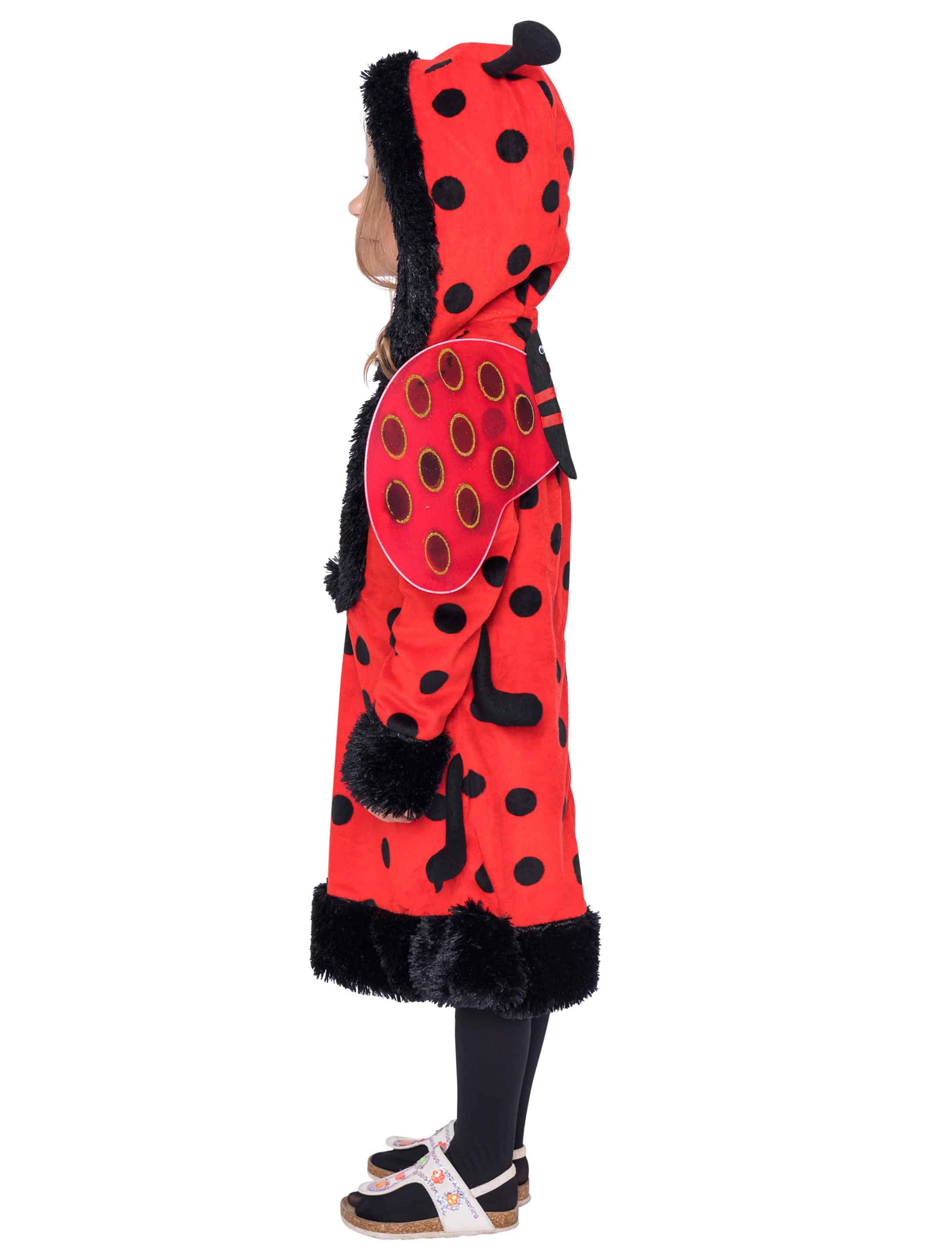 Kleid Plüsch Marienkäfer mit Kapuze Mädchen schwarz/rot 140