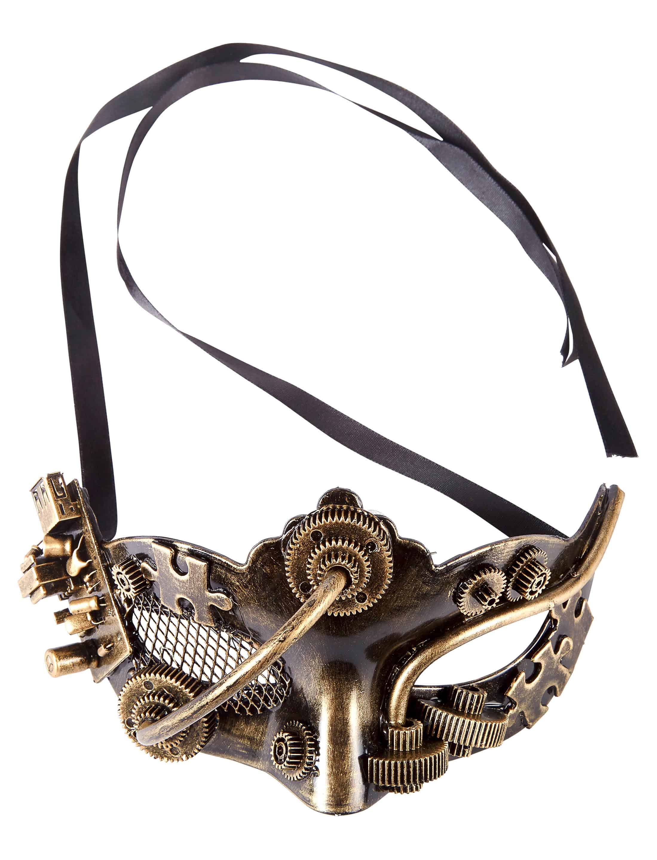 Maske Domino Steampunk gold