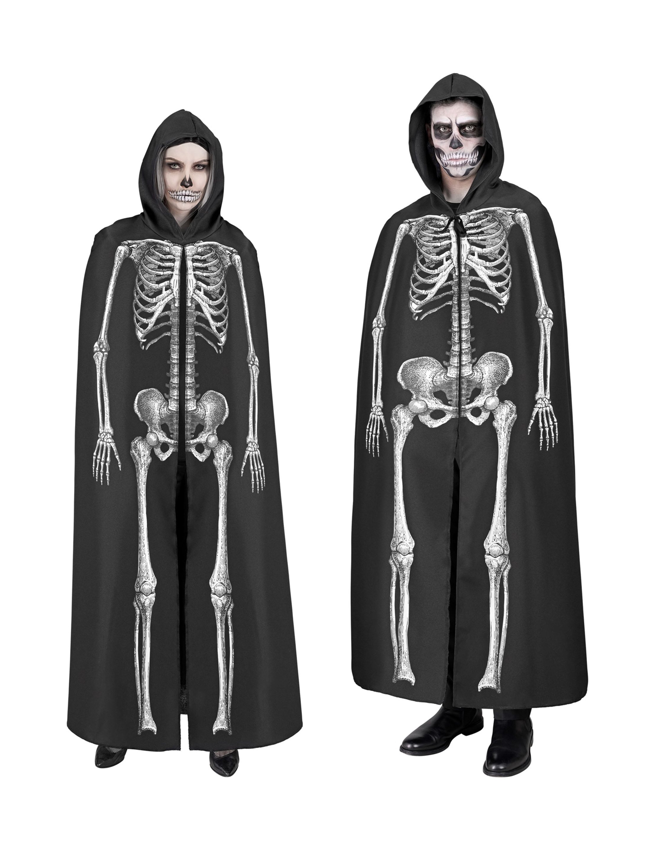 Umhang Sklelett schwarz/weiß
