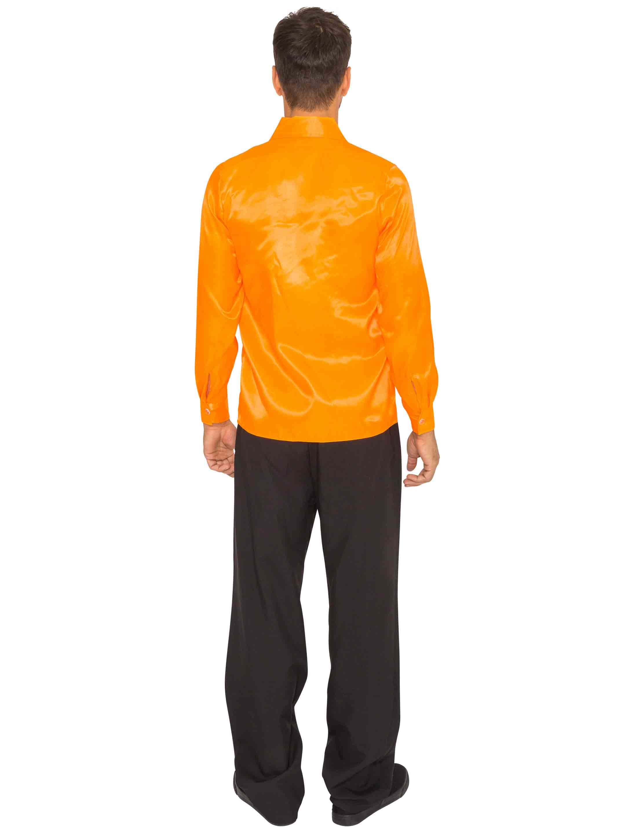Rüschenhemd Satin Herren orange 52