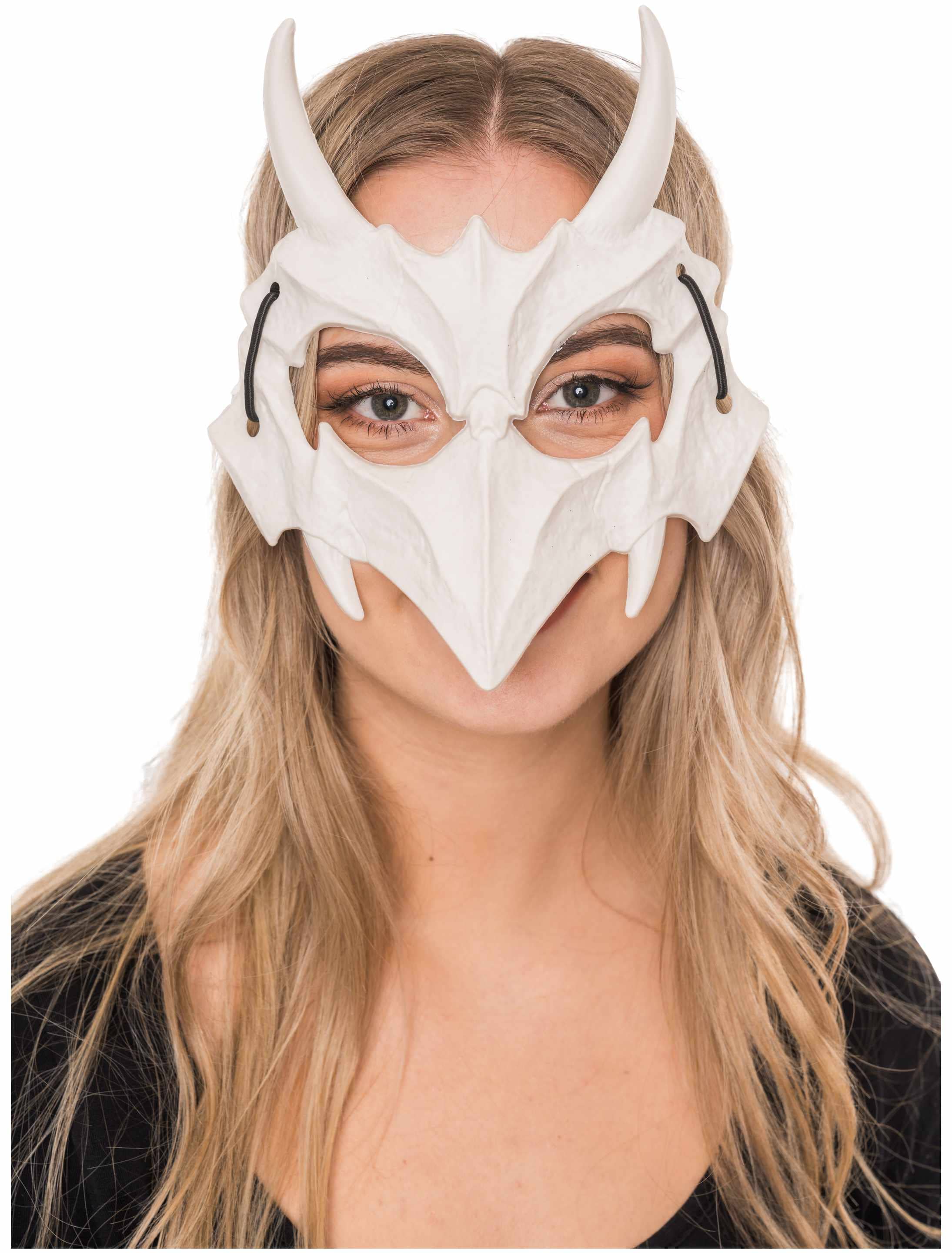 Maske Drachenschädel mit Hörnern