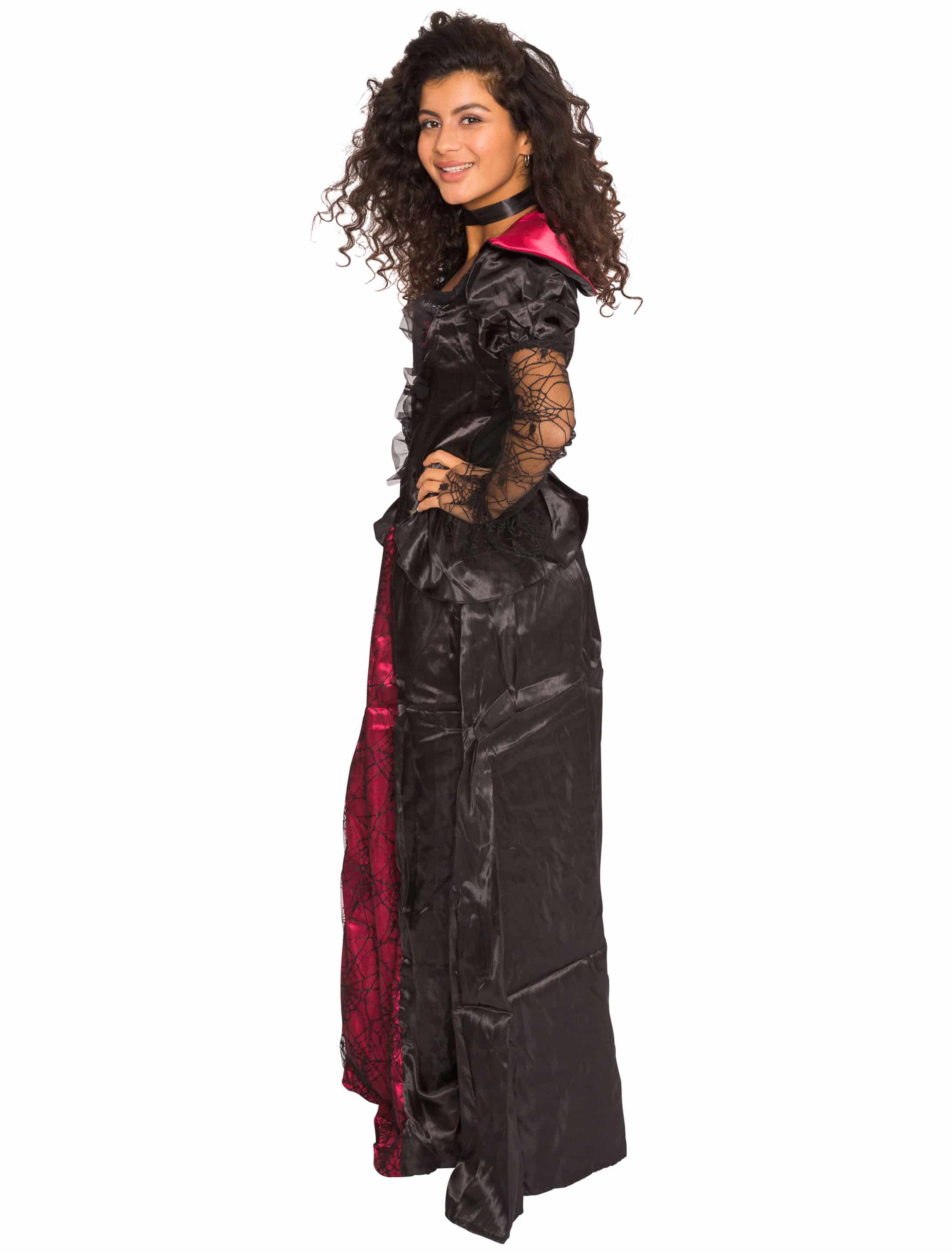 Kleid Vampir lang 2-tlg. schwarz/rot L