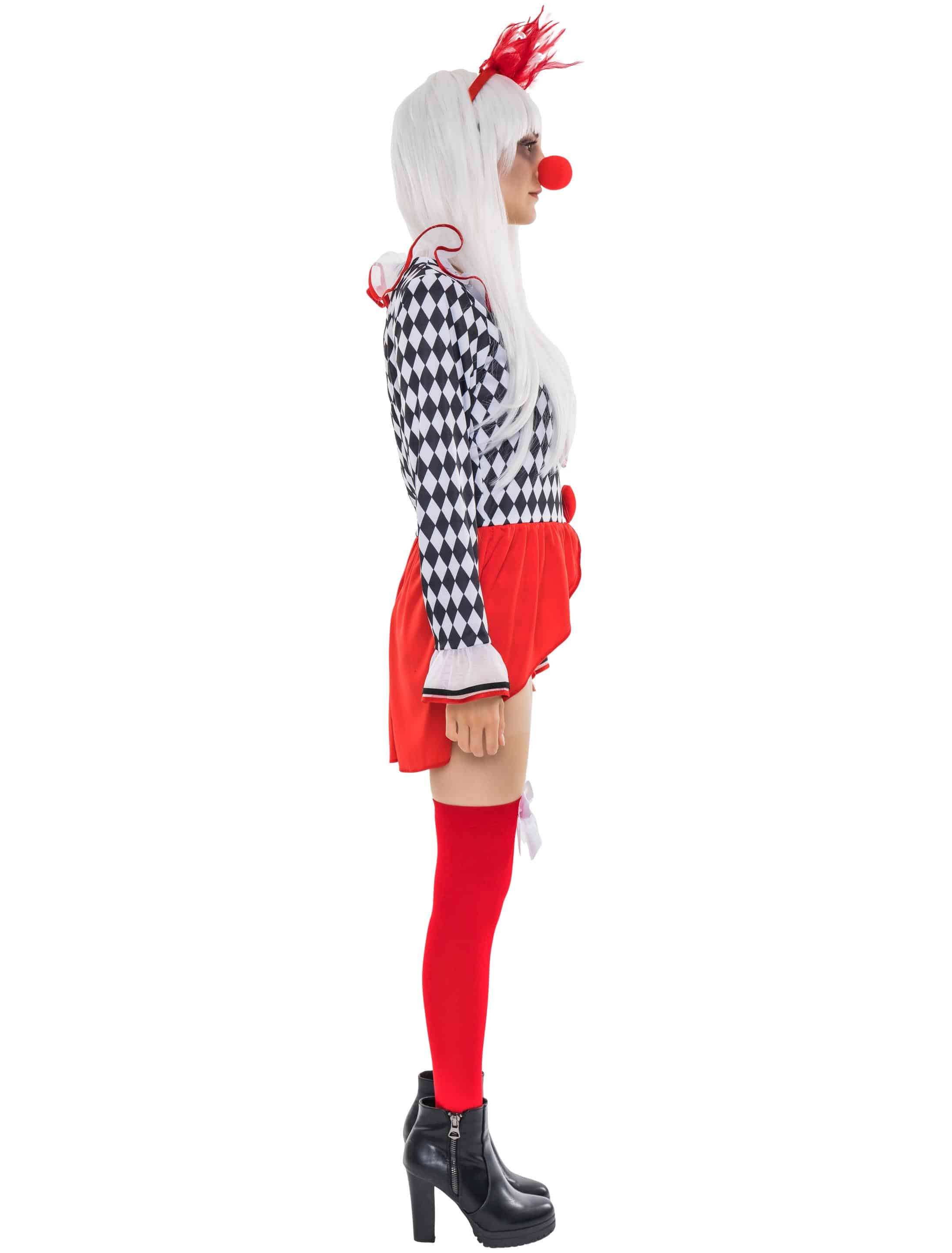 Oberteil Clown Langarm Damen schwarz/weiß/rot L-XL