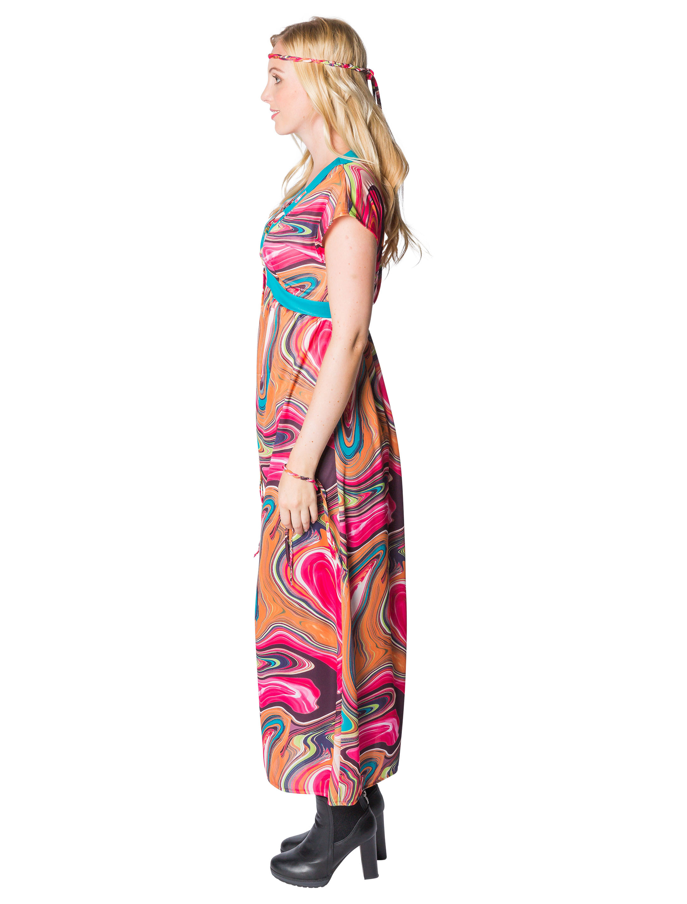 Maxikleid Hippie 3-tlg. bunt 46-48