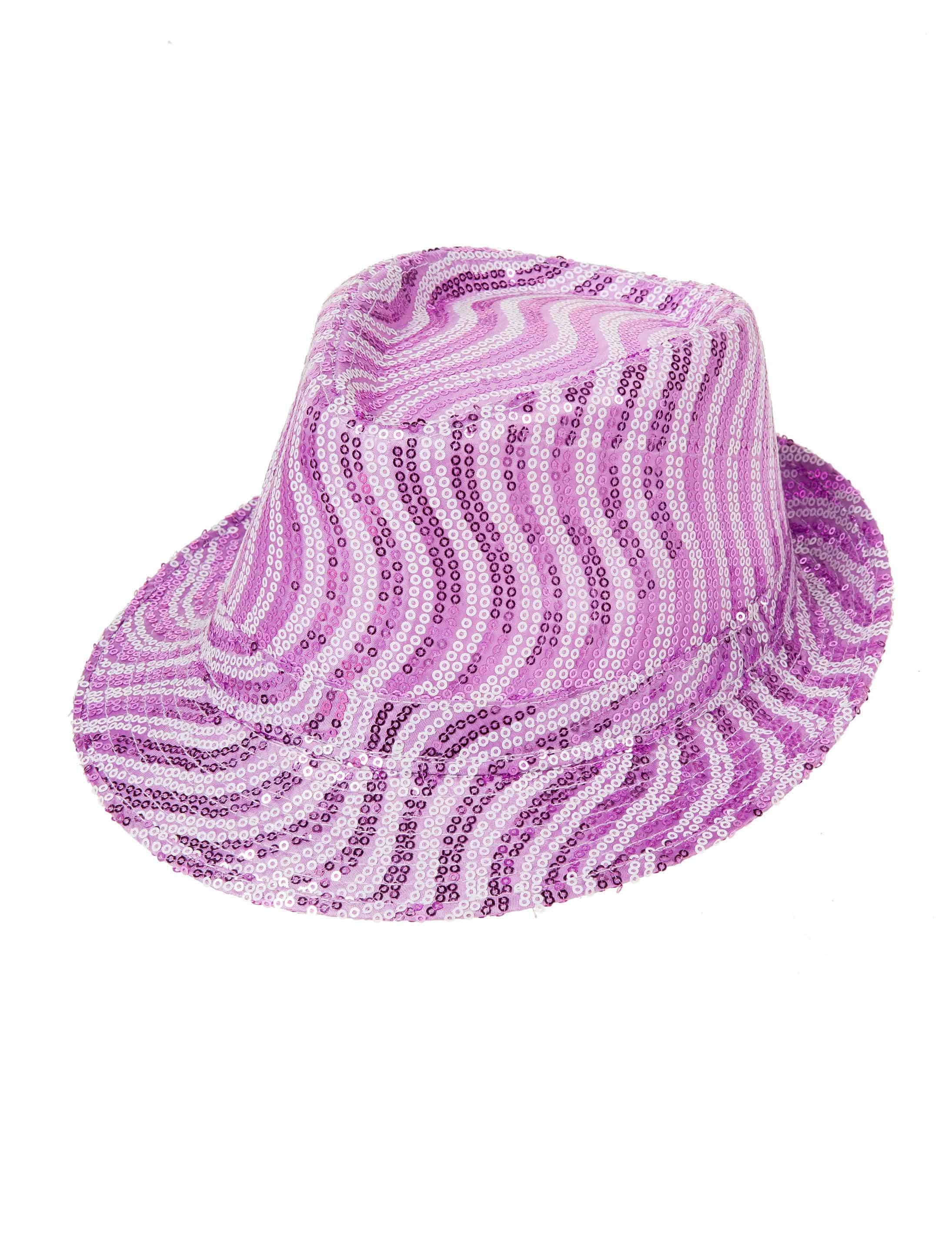 Hut Trilby Pailletten lila/weiß one size