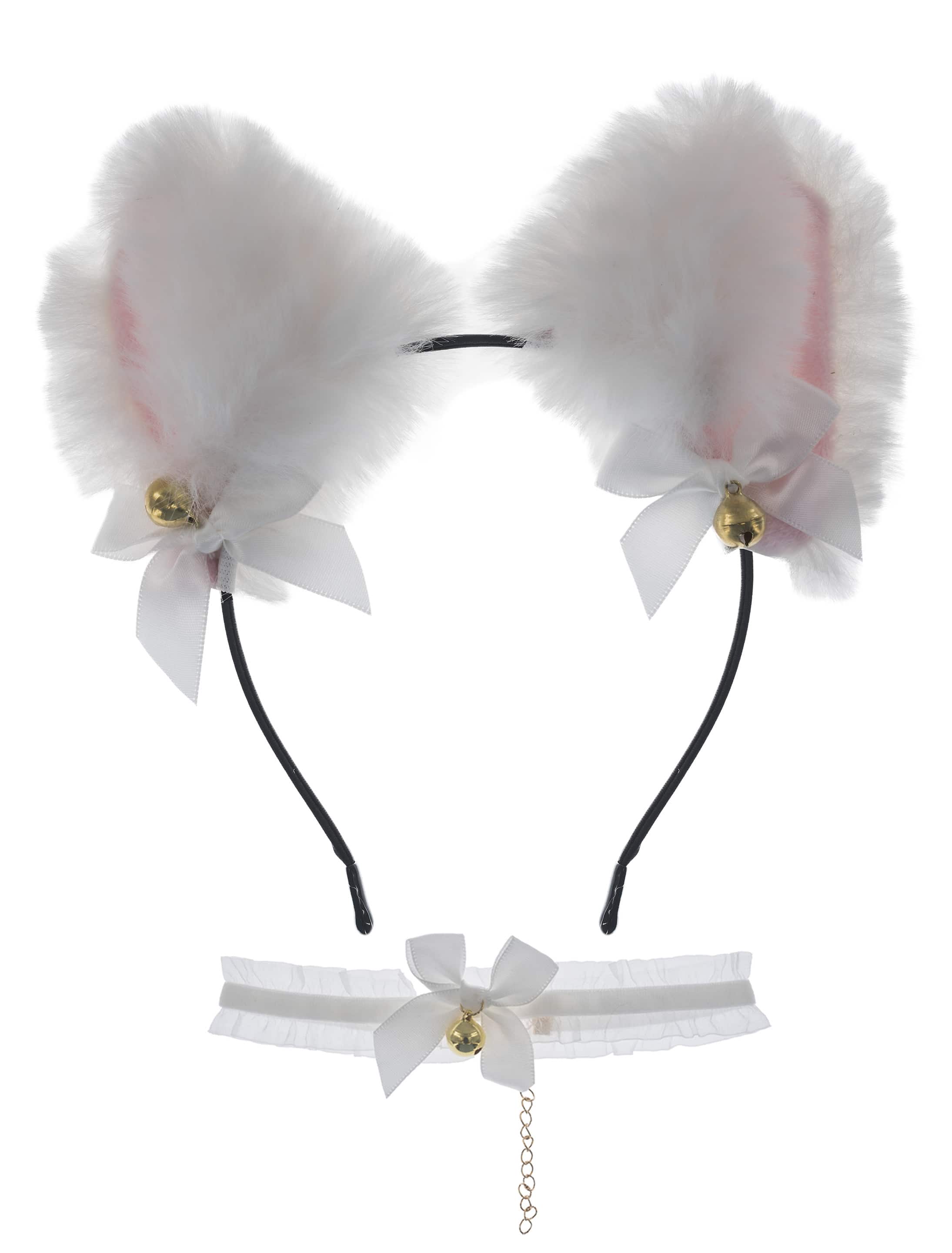 Set Katze mit Haarband und Choker weiß Set Katze mit Haarband und Choker weiß