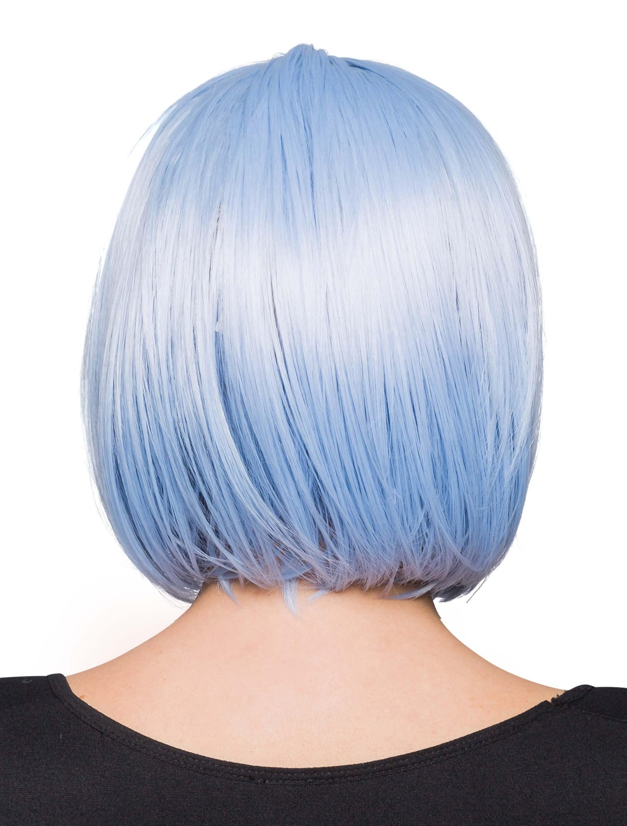 Perücke long Bob blau