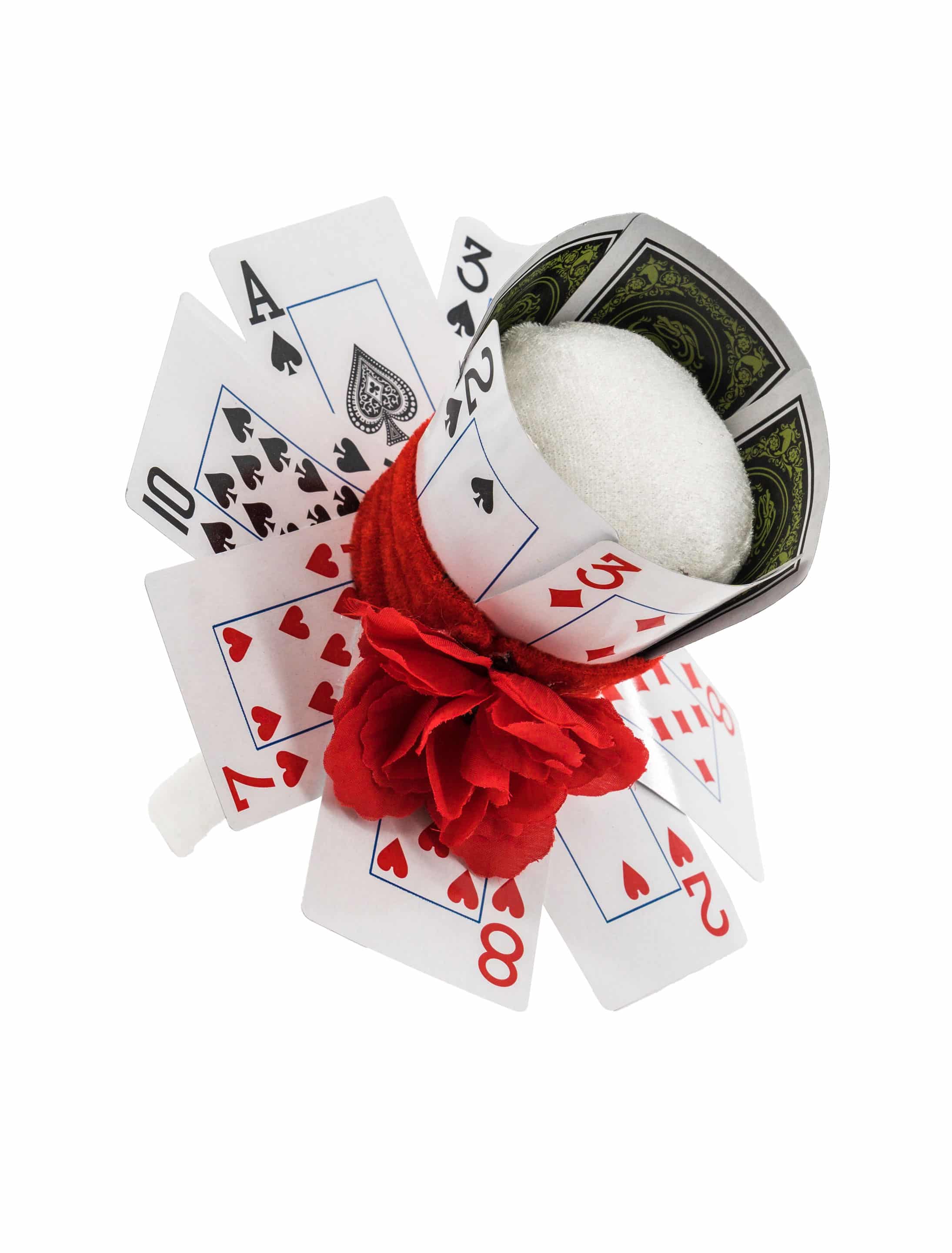Haarreifen mit Poker Karten und Blume Damen rot/weiß