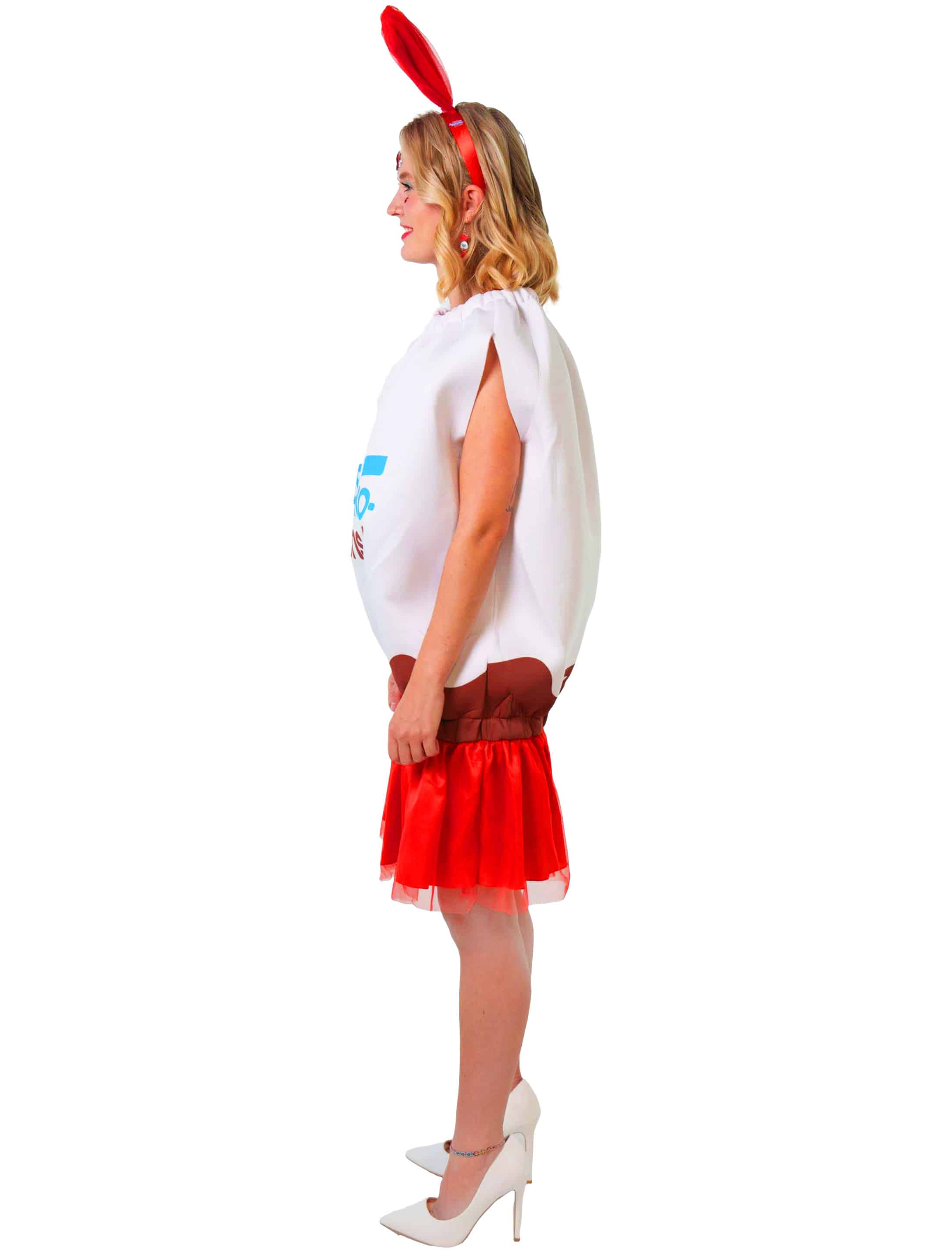 Kostüm kinder Schoko-Bons Erwachsene rot/weiß one size