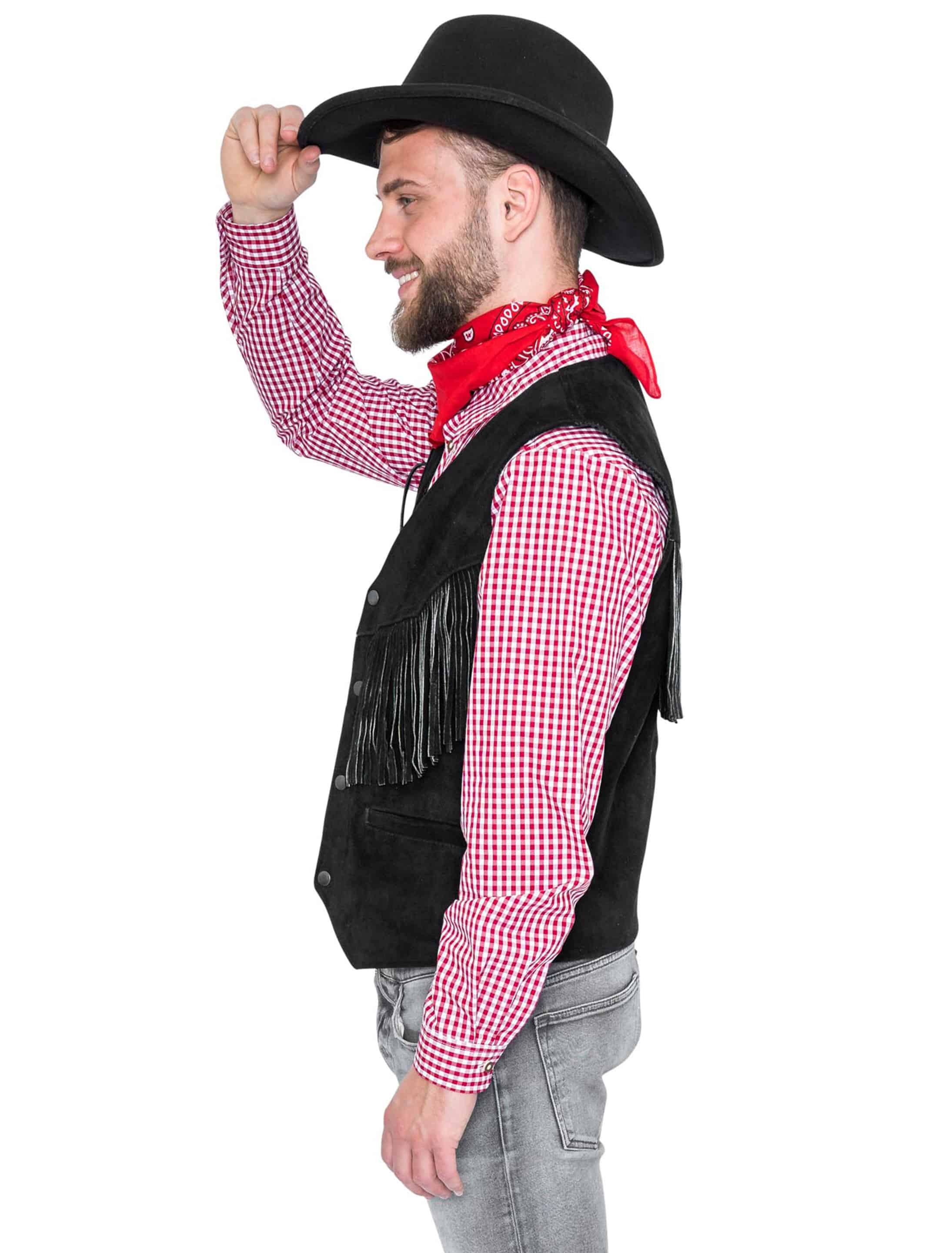 Weste Cowboy Leder Herren schwarz S/M