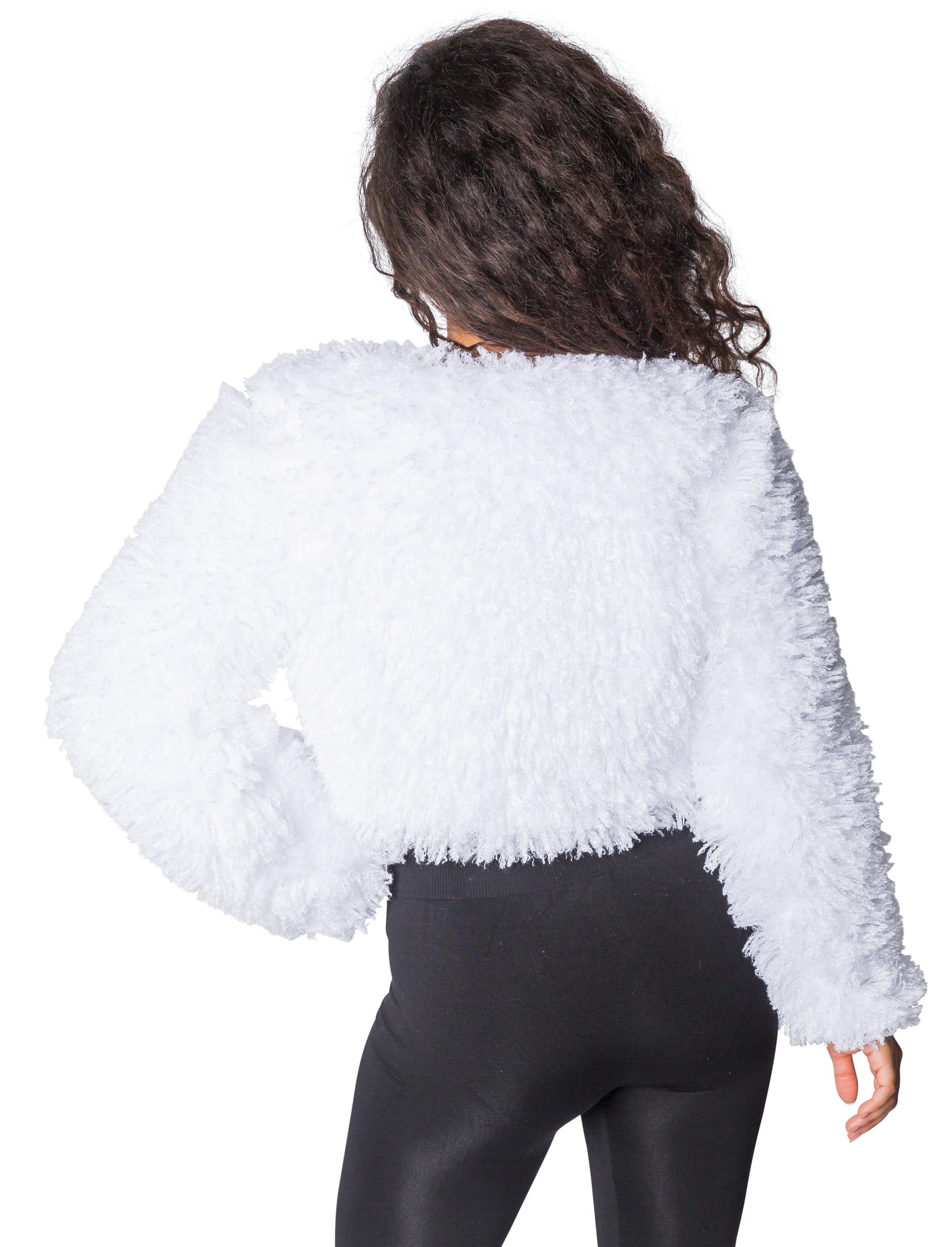Jacke kurz flauschig Damen weiß XL/2XL