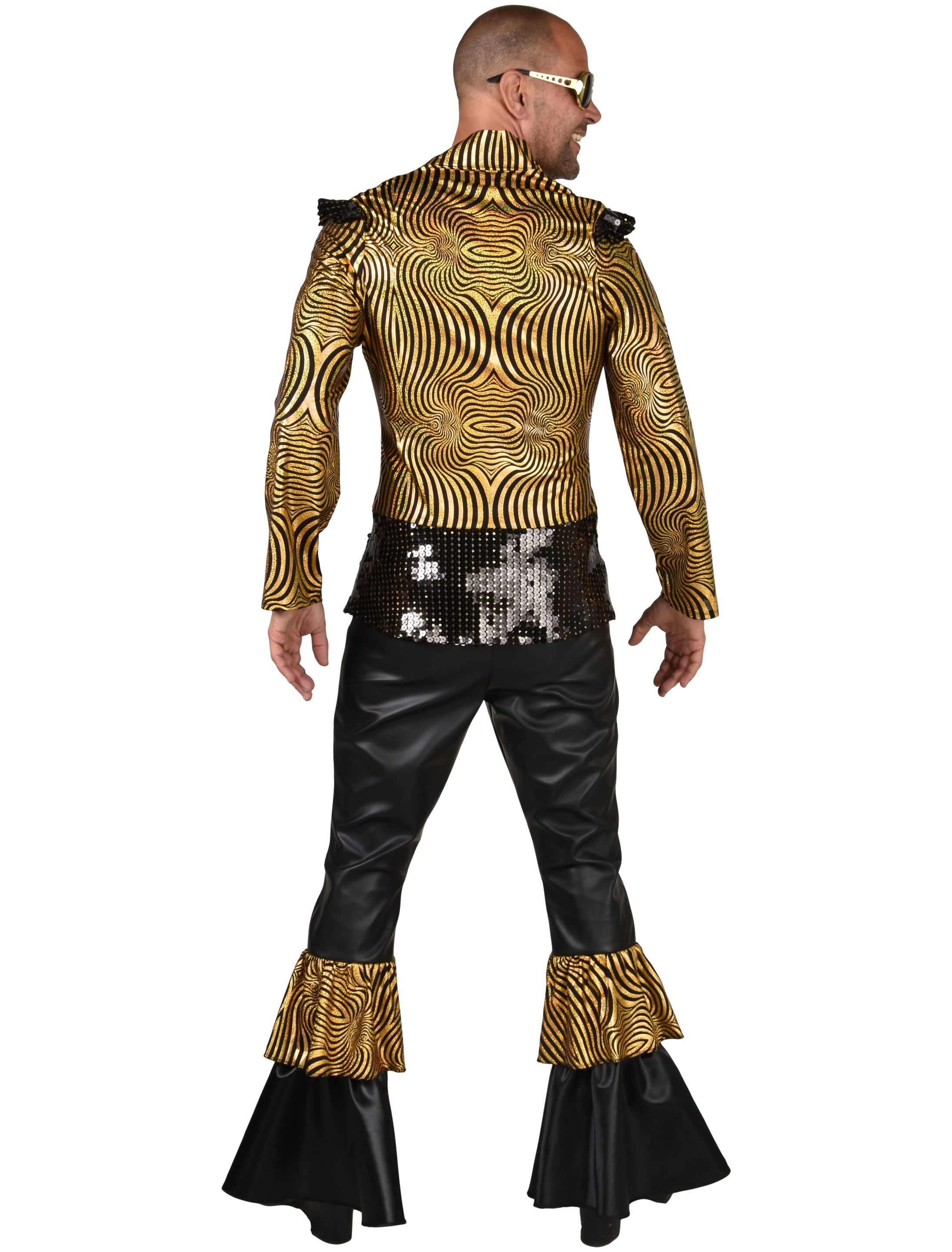 Kostüm Disco King Herren schwarz/gold S