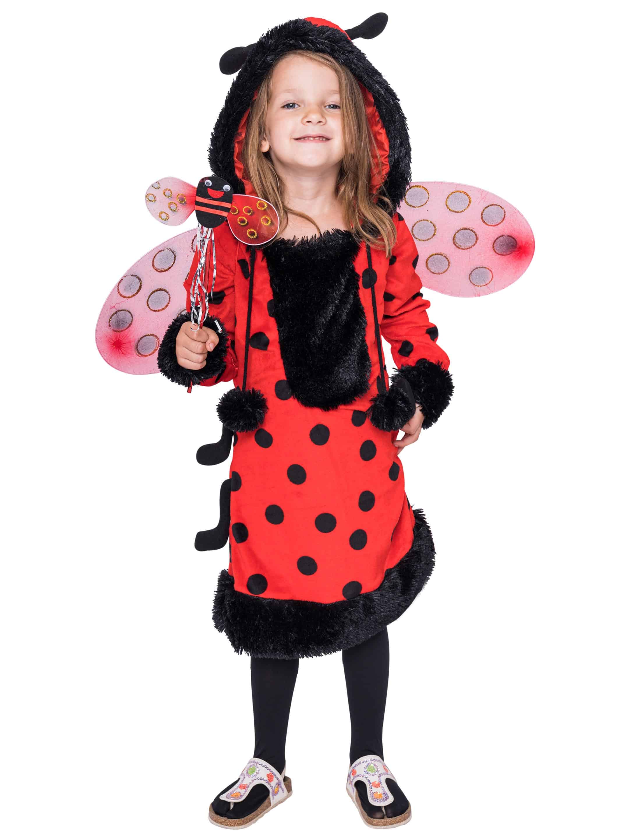 Kleid Plüsch Marienkäfer mit Kapuze Mädchen schwarz/rot 140 Kleid Plüsch Marienkäfer mit Kapuze Mädchen schwarz/rot 140