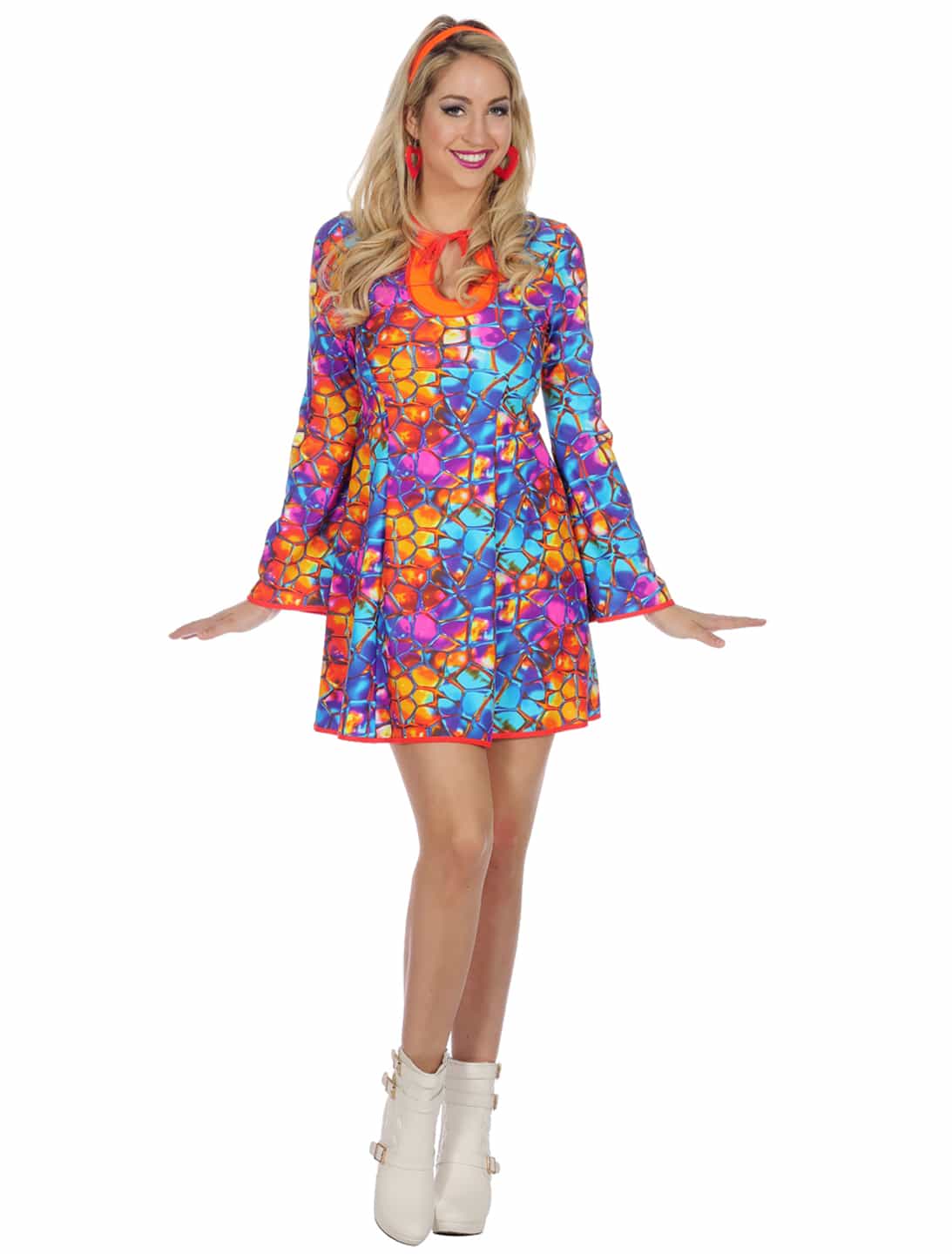 Kleid Hippie Damen bunt 38