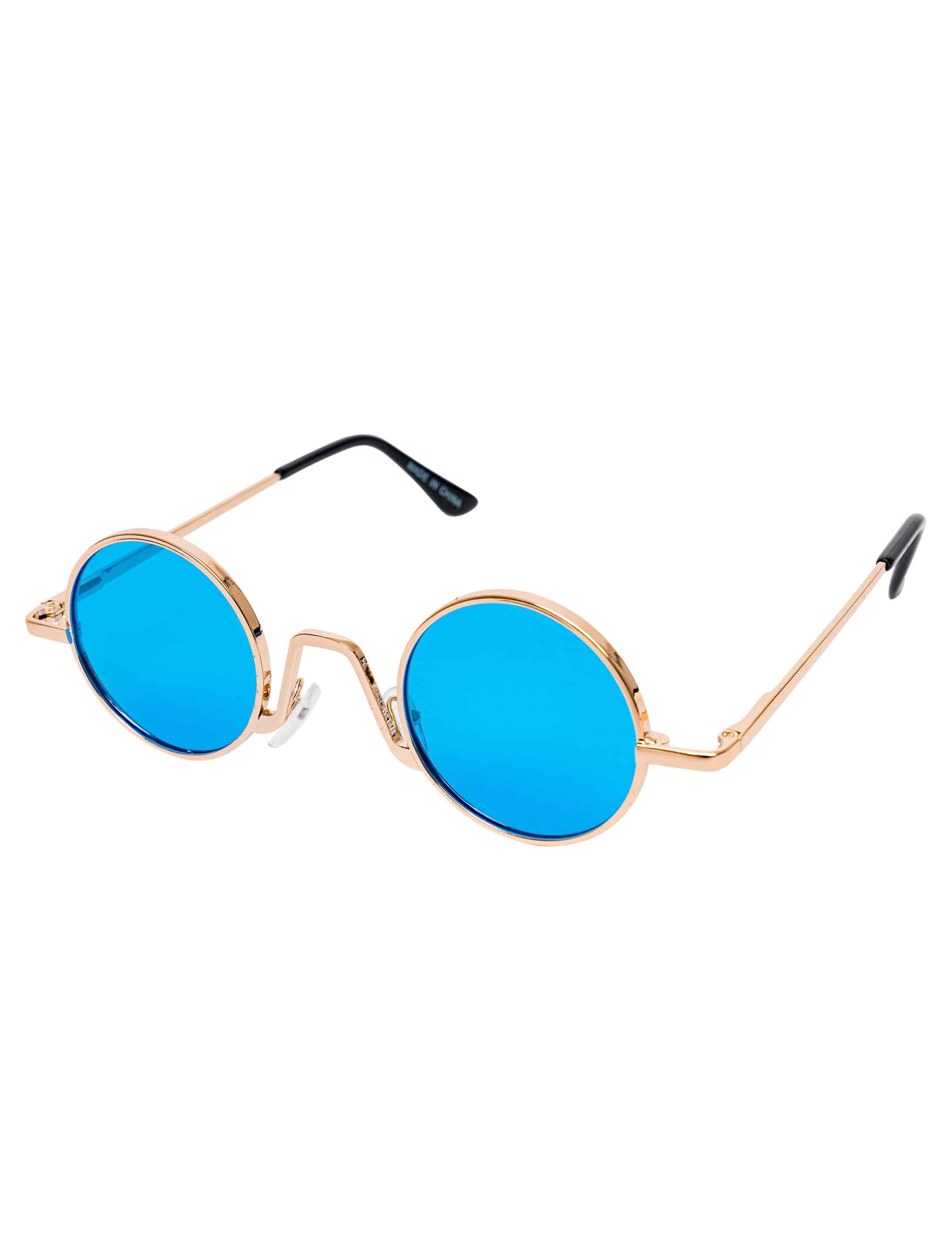 Brille rund gold mit Gläsern blau