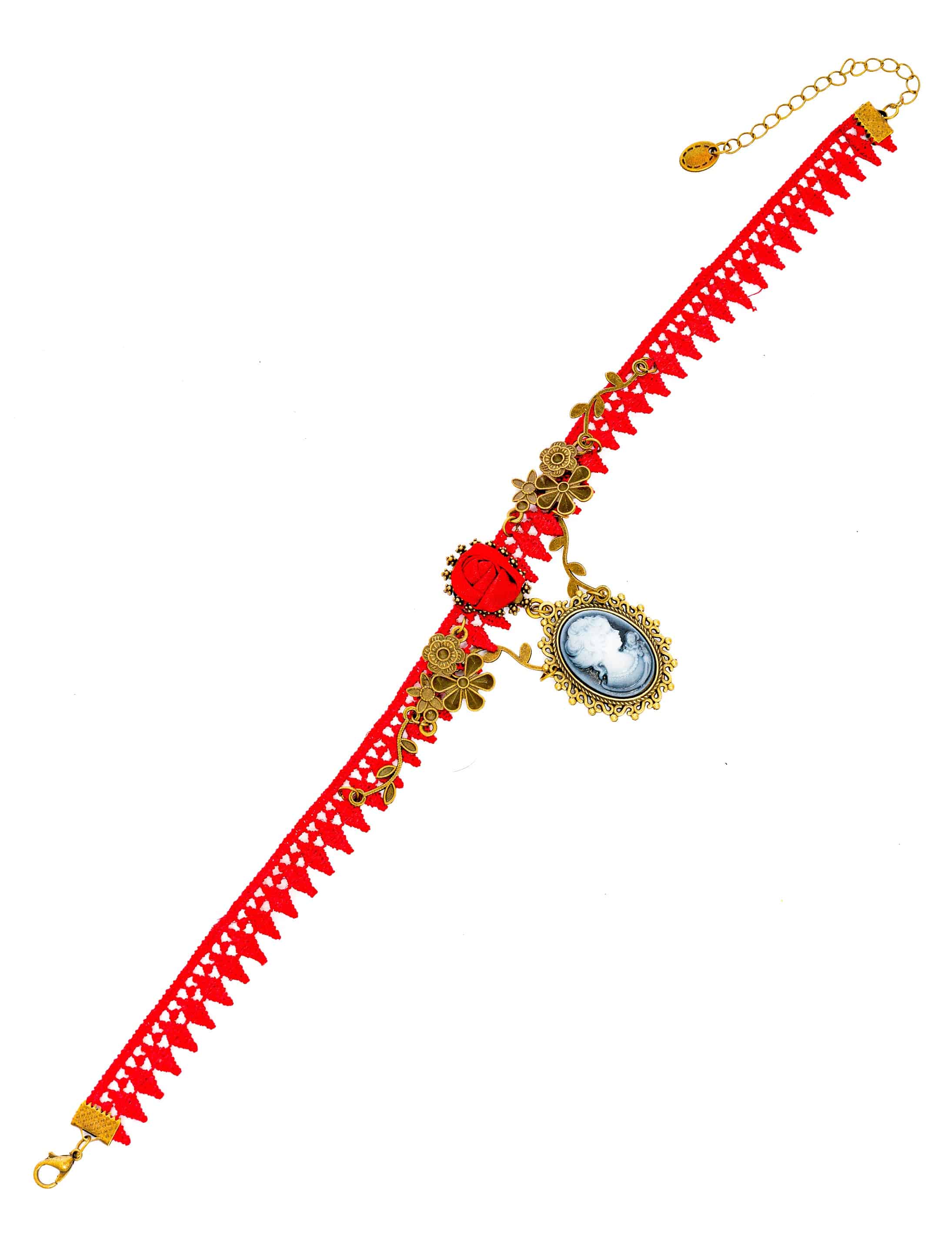 Halsband mit Rose und Anhänger