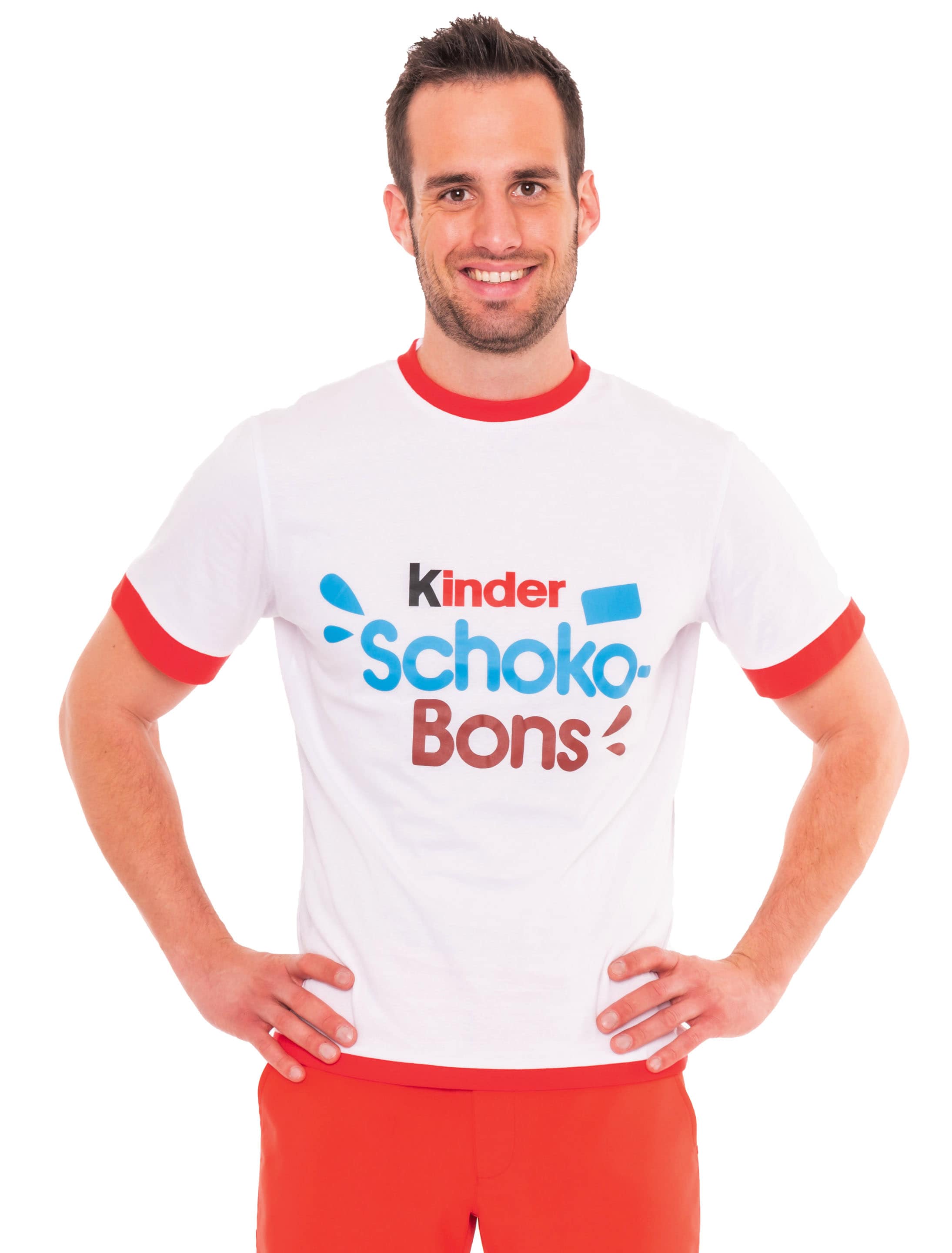 T-Shirt kinder Schoko-Bons Herren rot/weiß S