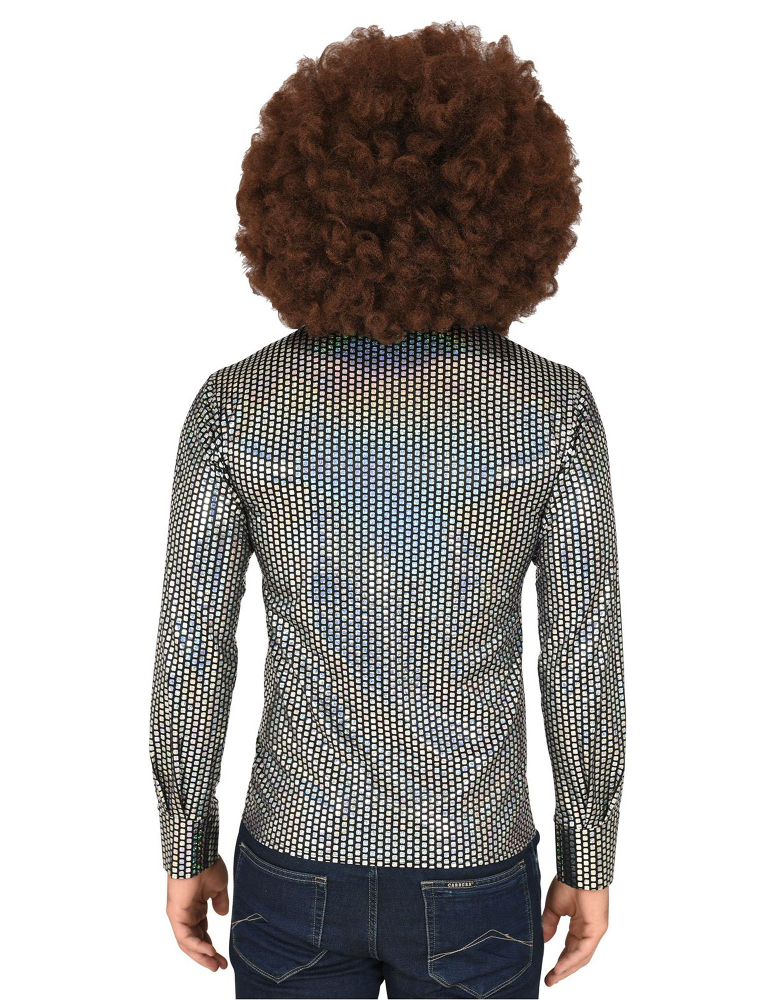 Hemd 70s Disco Herren silber L/XL