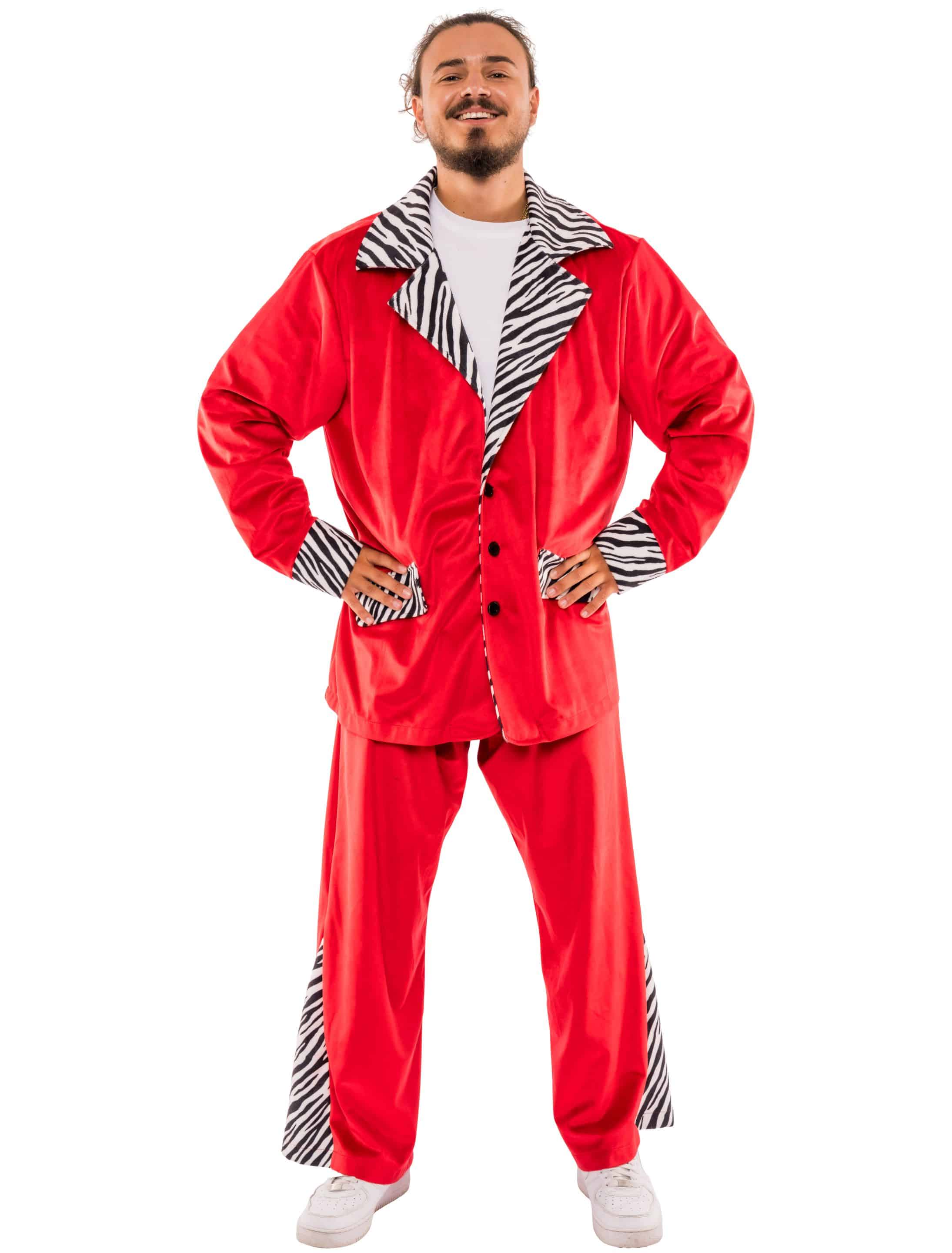 Anzug Zebra Print Herren rot L/XL