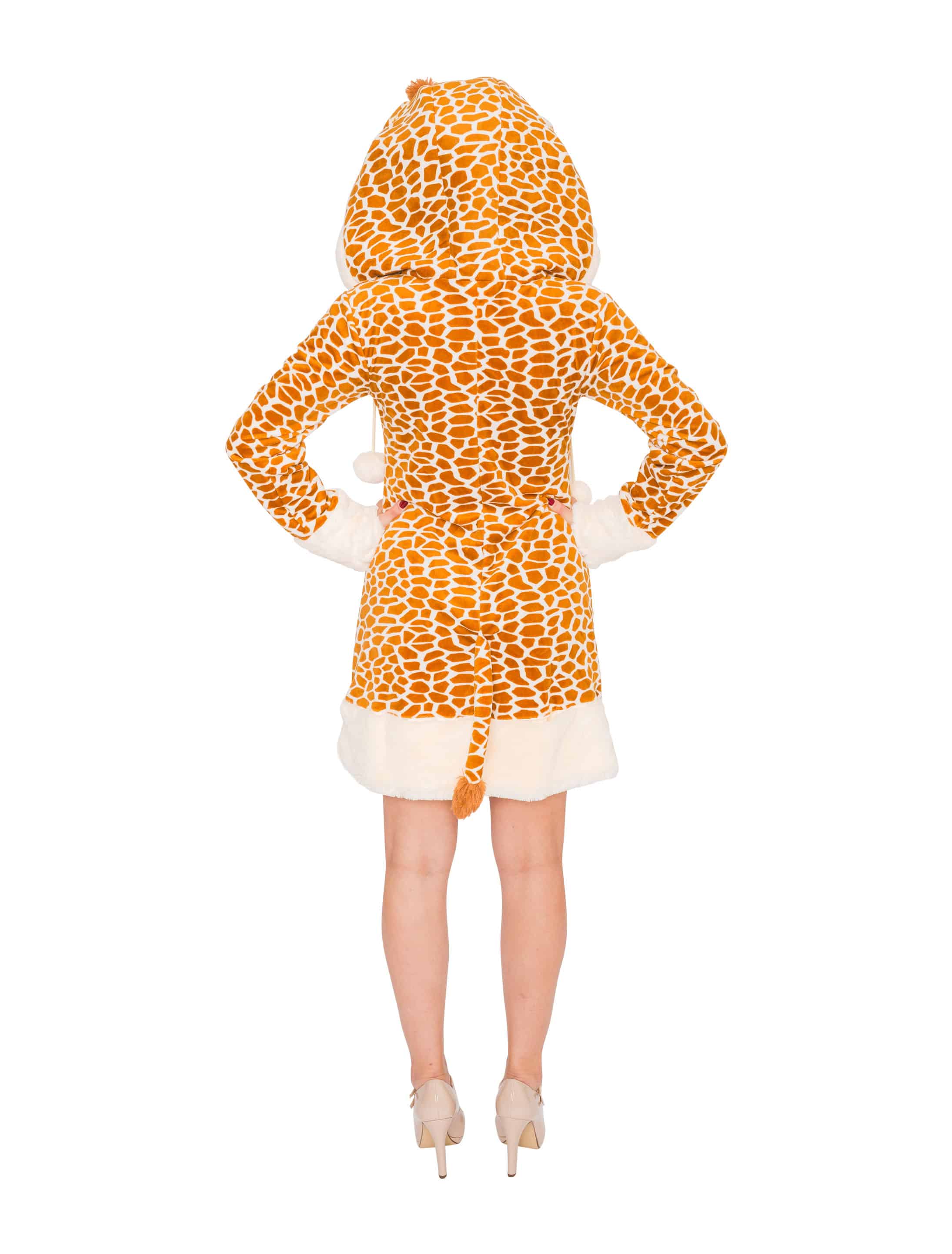 Kleid Plüsch Giraffe Damen braun 34-36