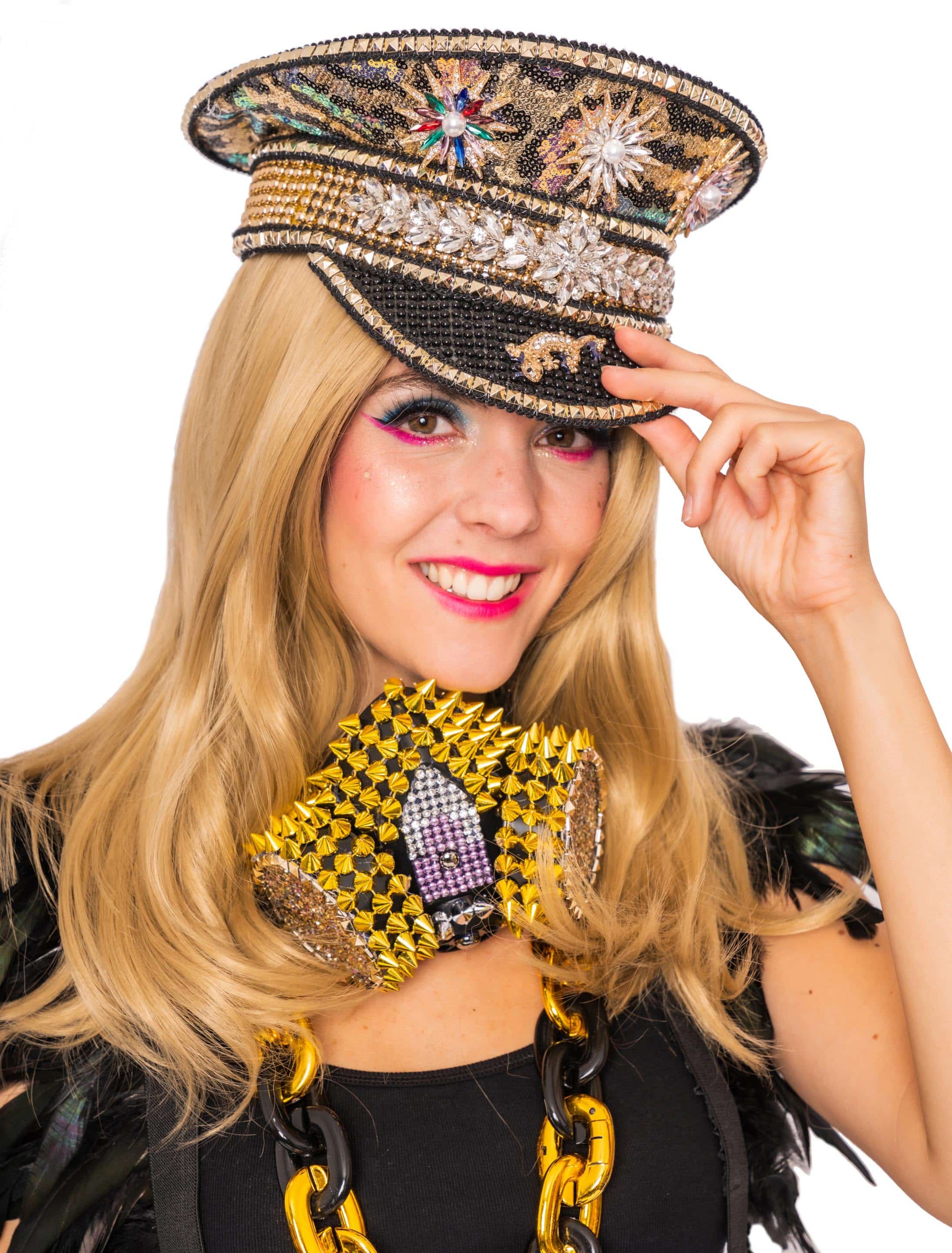 Kappe Pailletten schwarz/gold Kappe Pailletten schwarz/gold