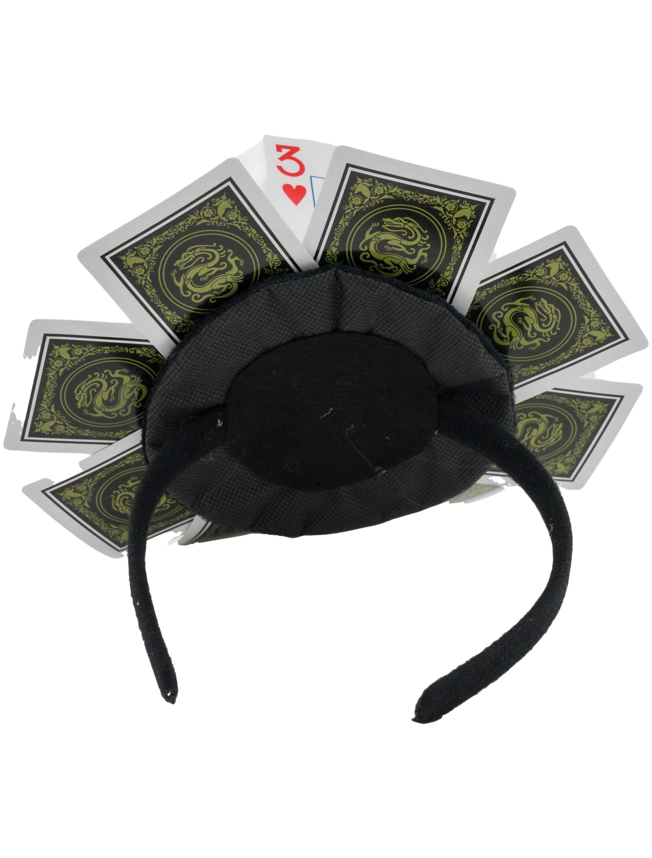 Haarreifen Mini mit Poker Hut Damen schwarz/weiß/rot