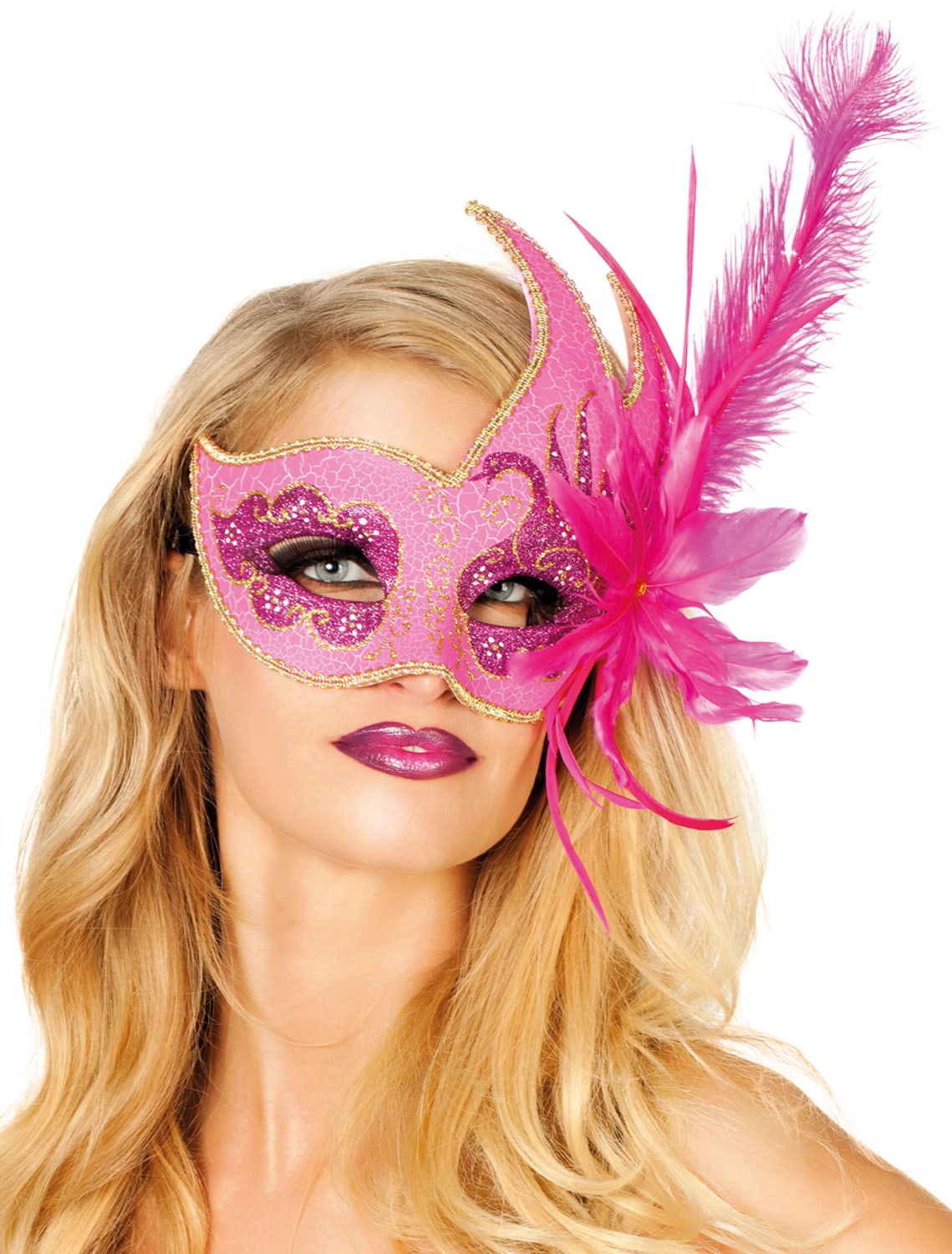 Maske Venedig de luxe neonpink