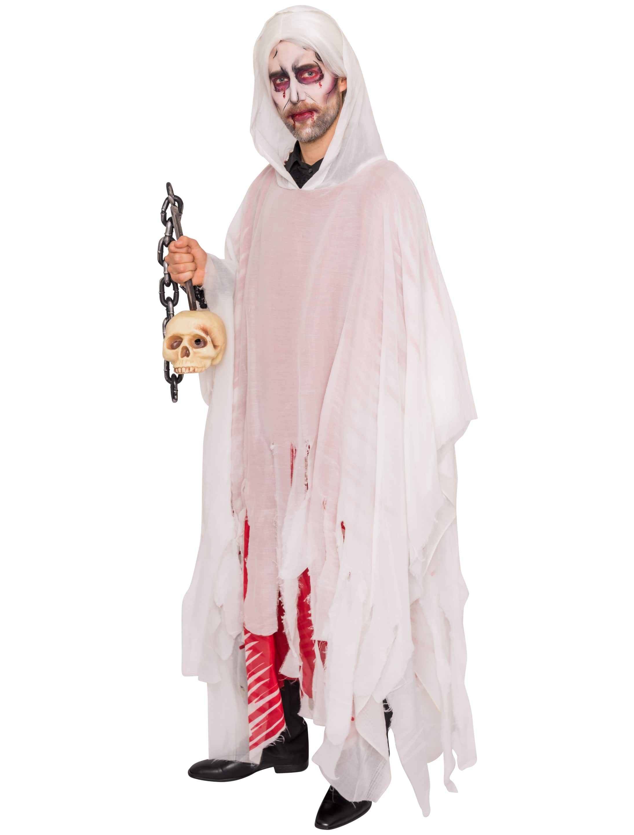 Cape mit Kapuze rot/weiß one size Cape mit Kapuze rot/weiß one size
