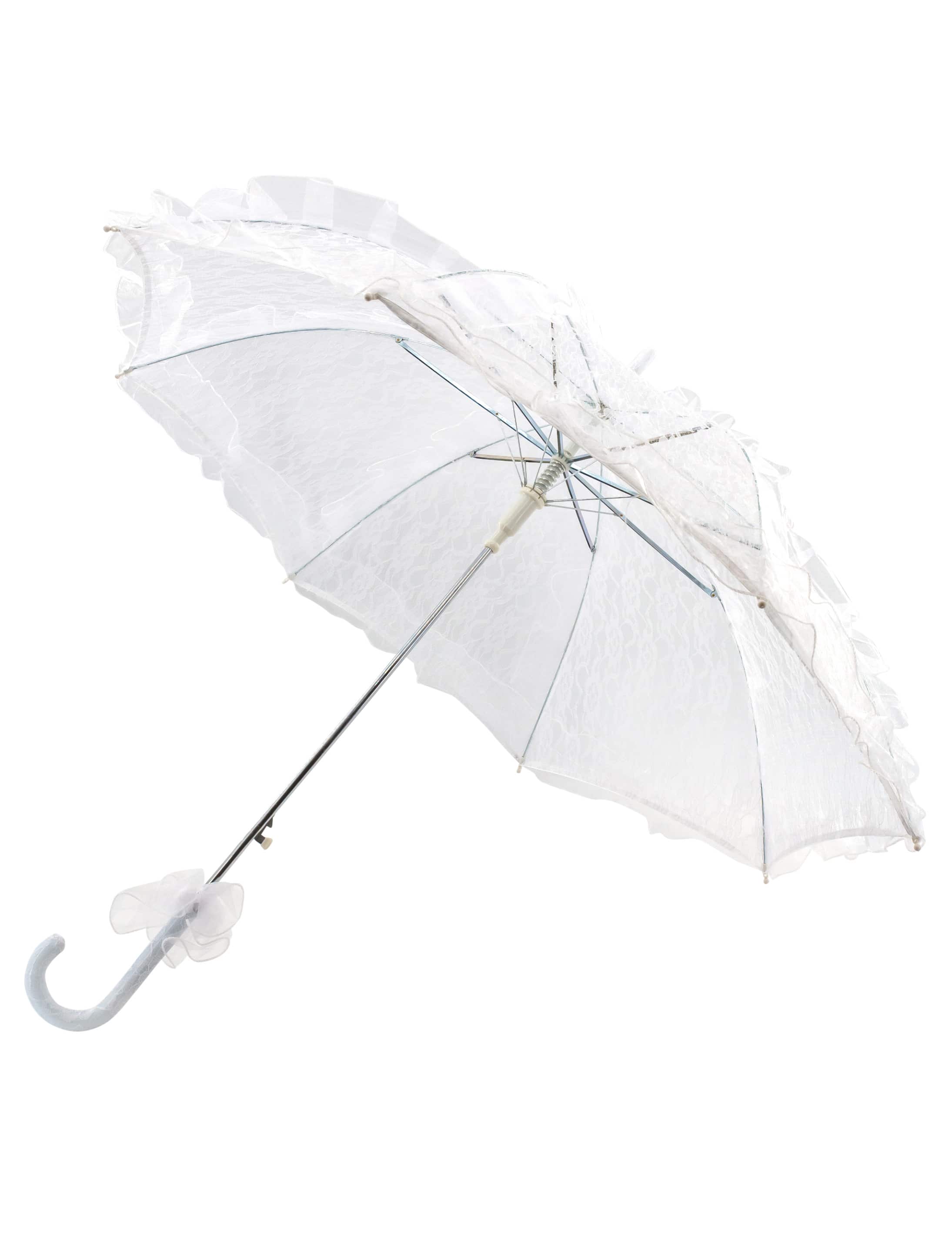 Schirm mit Spitze 76cm weiß