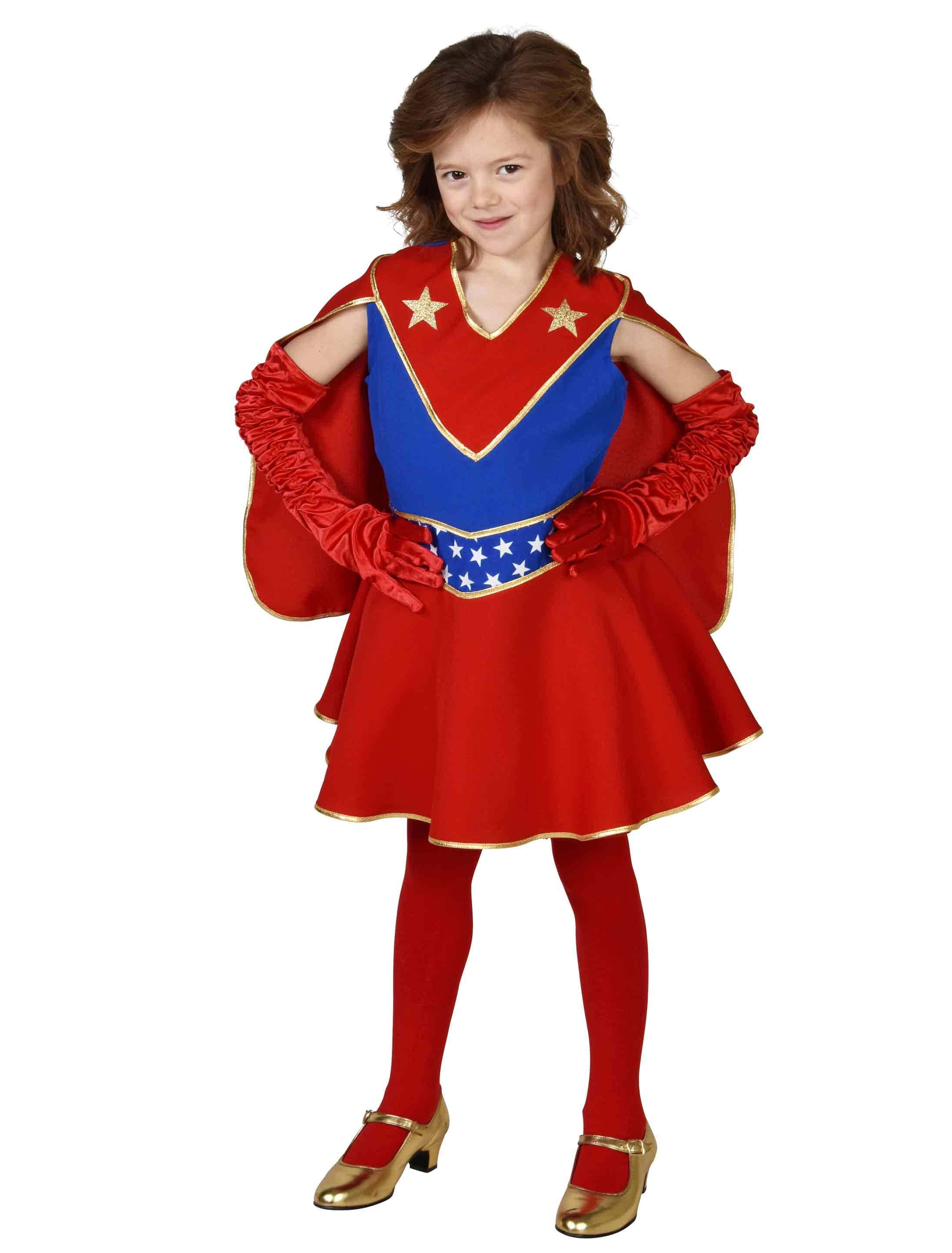 Kleid Superheldin Kinder rot/blau 128