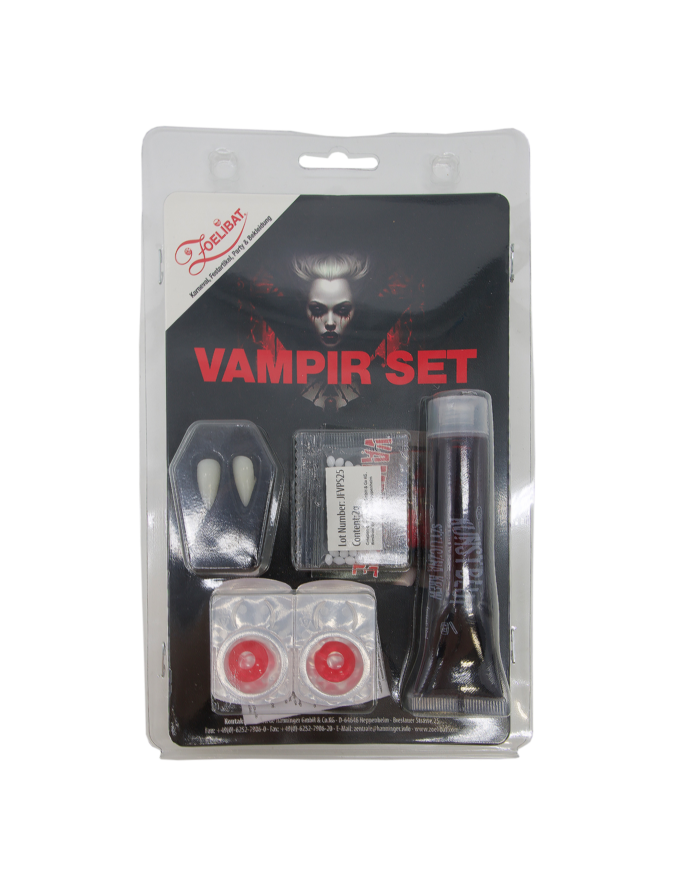 Schmink-Set Vampir 4-tlg. rot