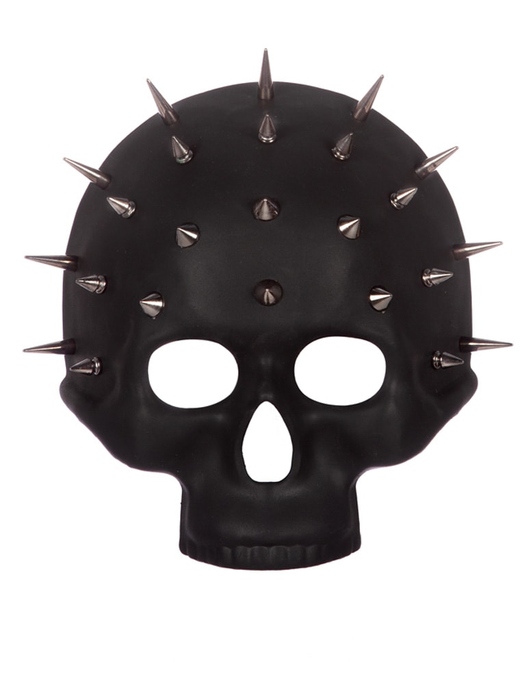 Maske Totenkopf mit Stacheln schwarz