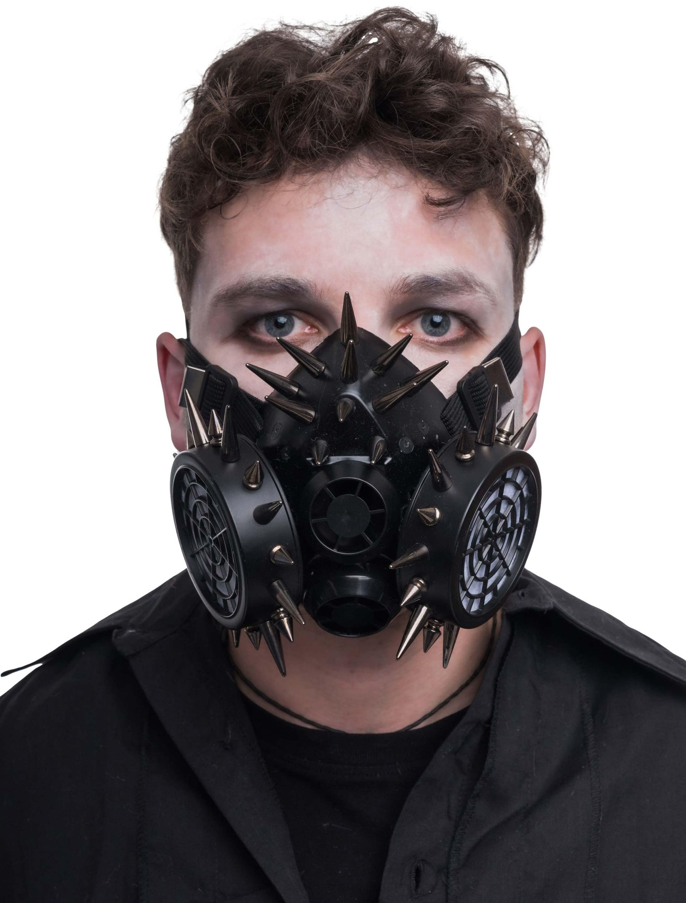 Gasmaske mit Nieten schwarz