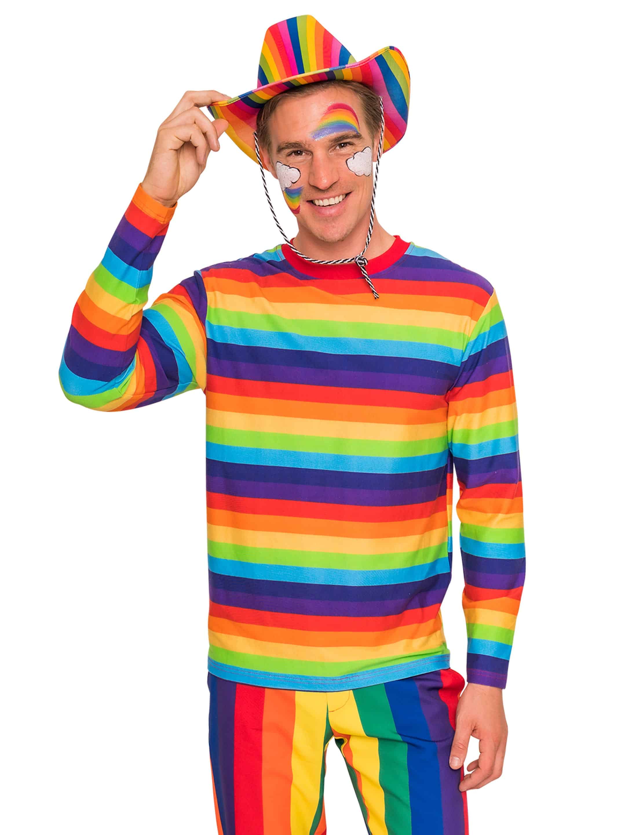 Shirt langarm Herren rainbow L
