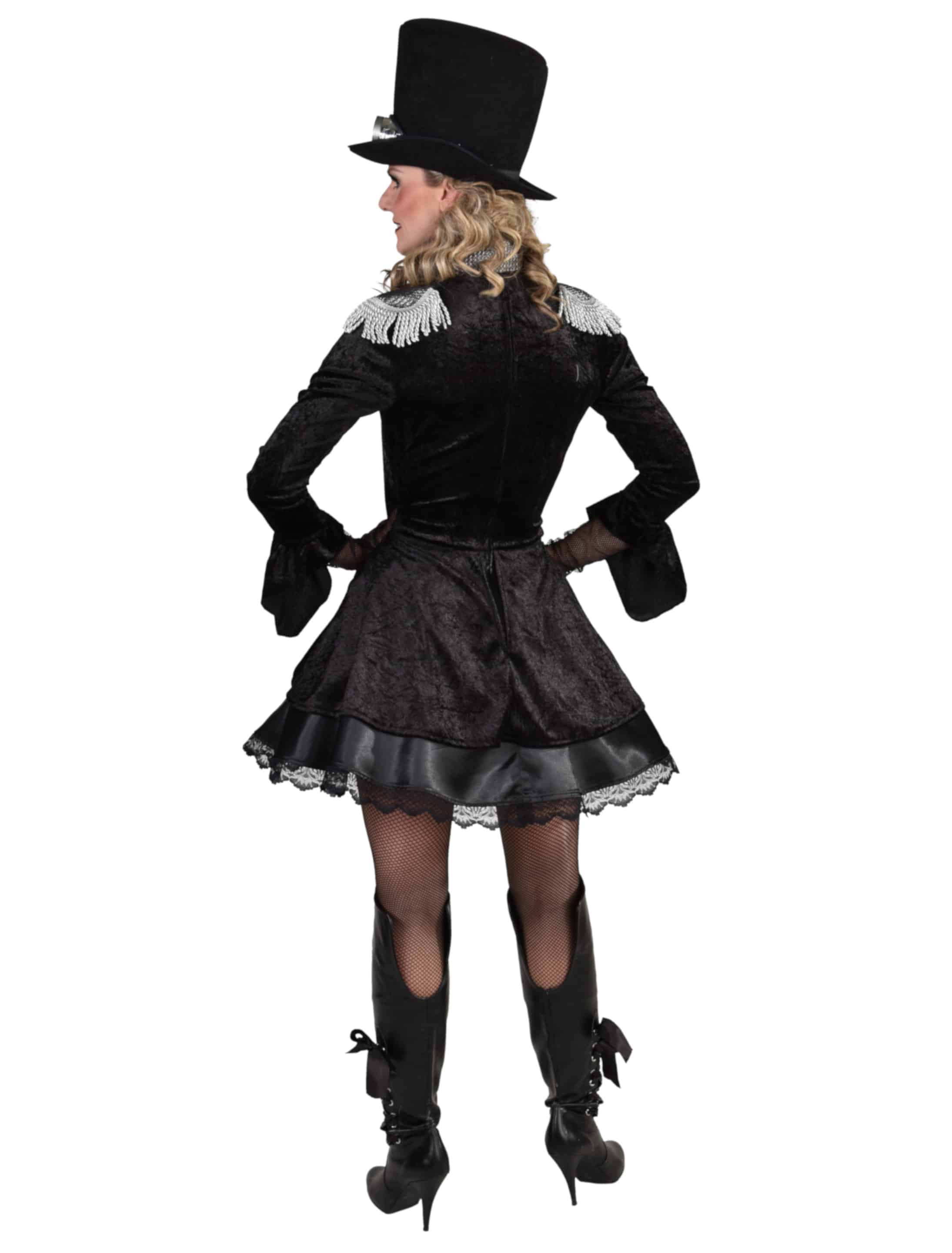 Kleid Steampunk kurz schwarz/silber S