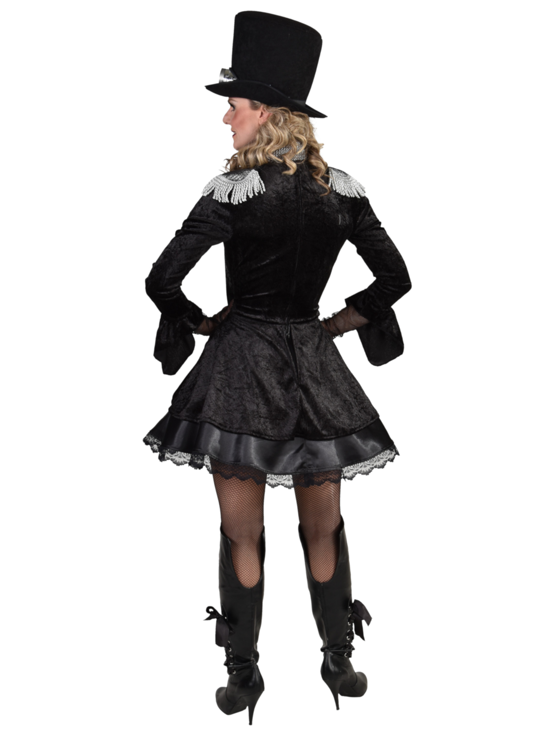 Kleid Steampunk kurz schwarz/silber M