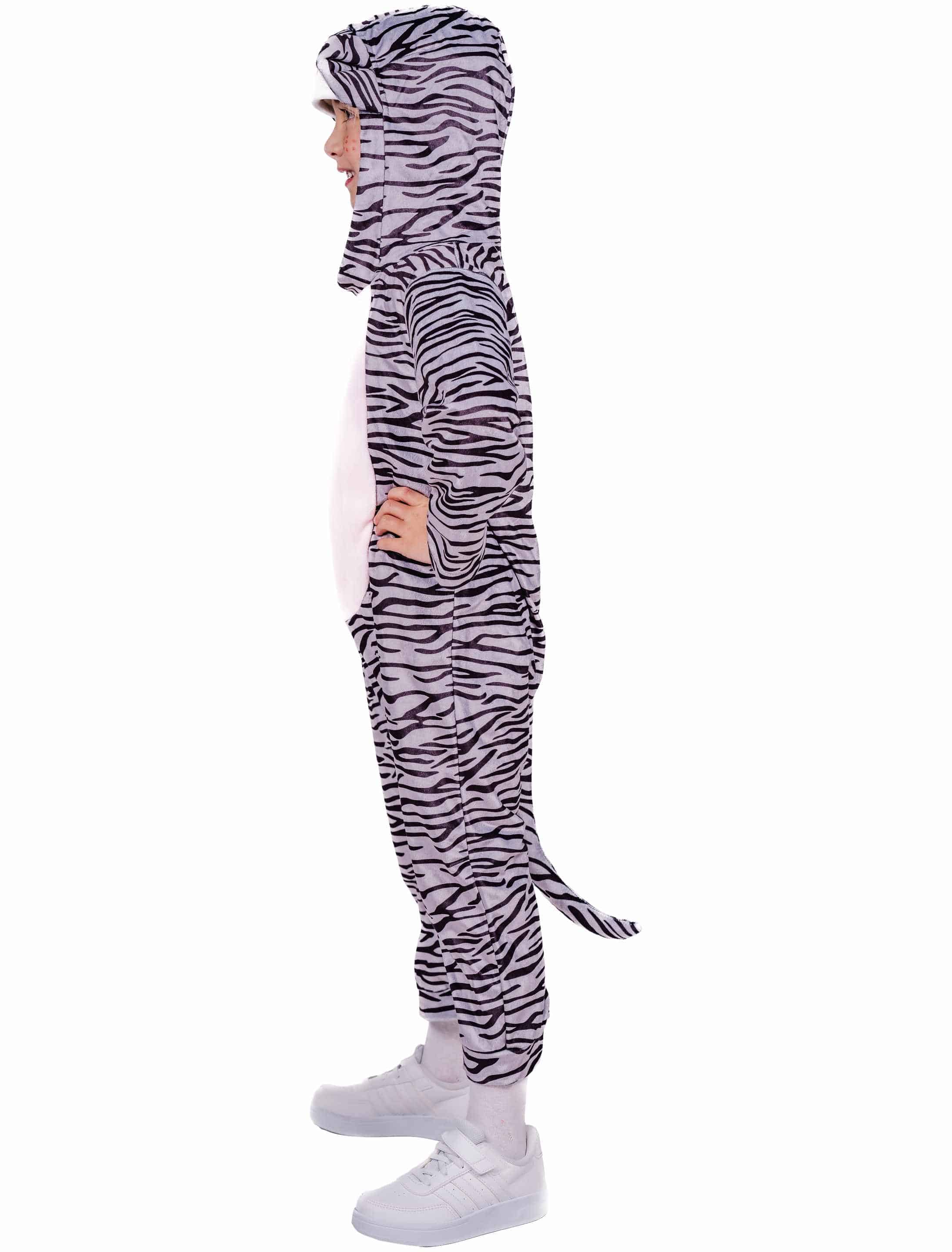 Jumpsuit mit Kapuze Tiger Kinder schwarz/weiß 116/128 Jumpsuit mit Kapuze Tiger Kinder schwarz/weiß 116/128