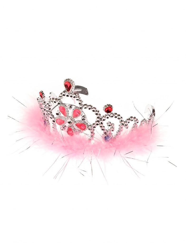 Diadem mit rosa Marabu silber