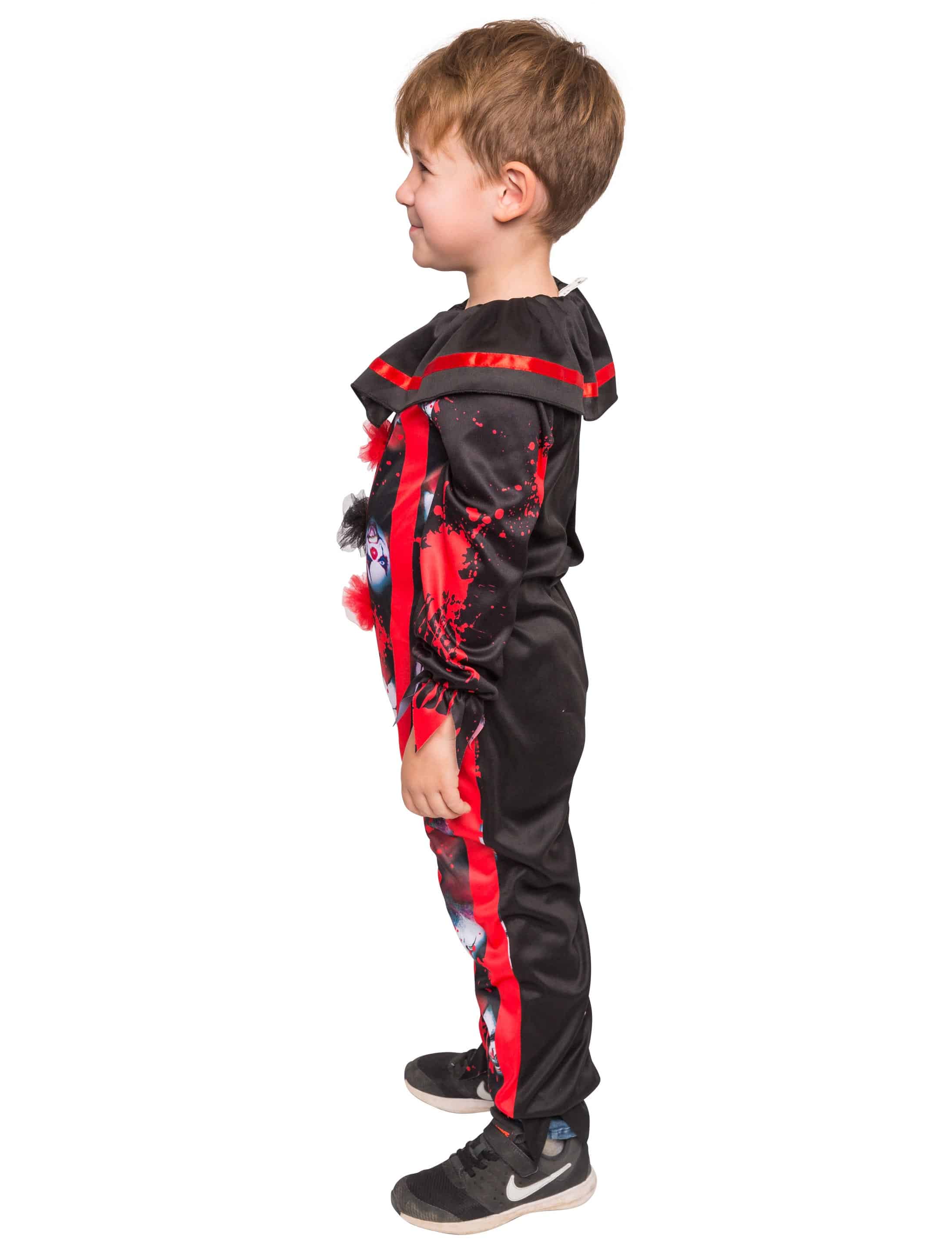 Jumpsuit Gruselclown Kinder schwarz/rot 5-6 Jahre