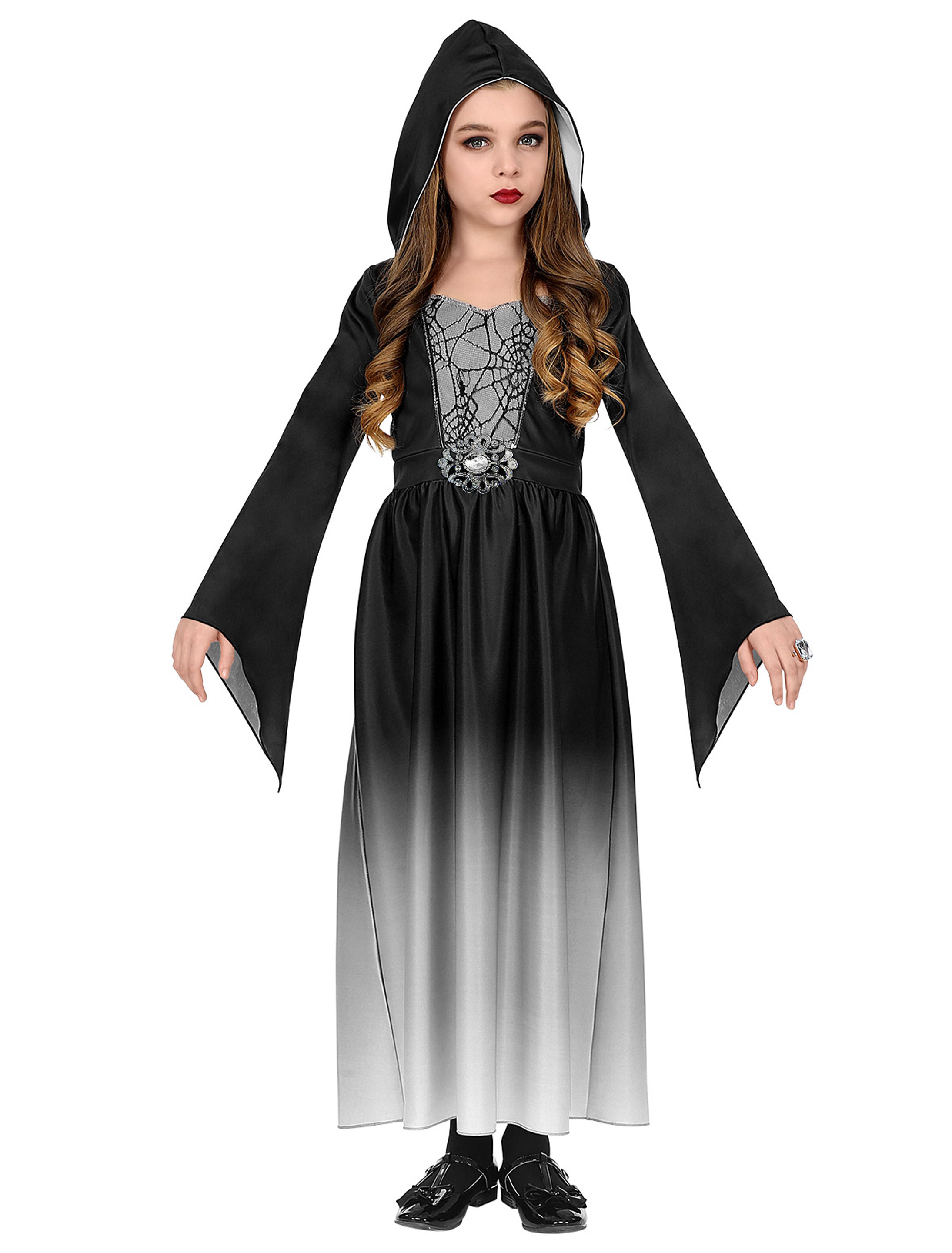 Kleid Gothic Girl schwarz/weiß 158