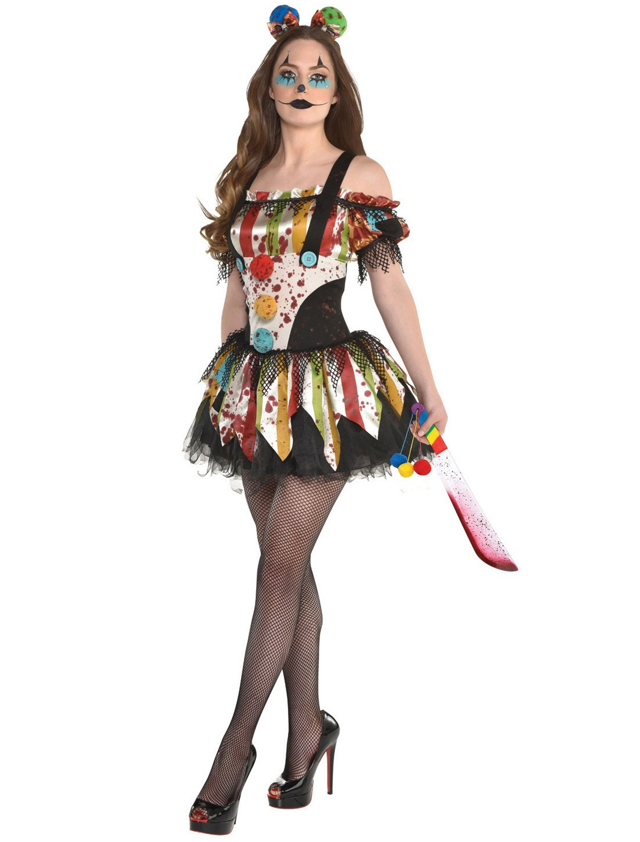 Kleid Clown Damen bunt M