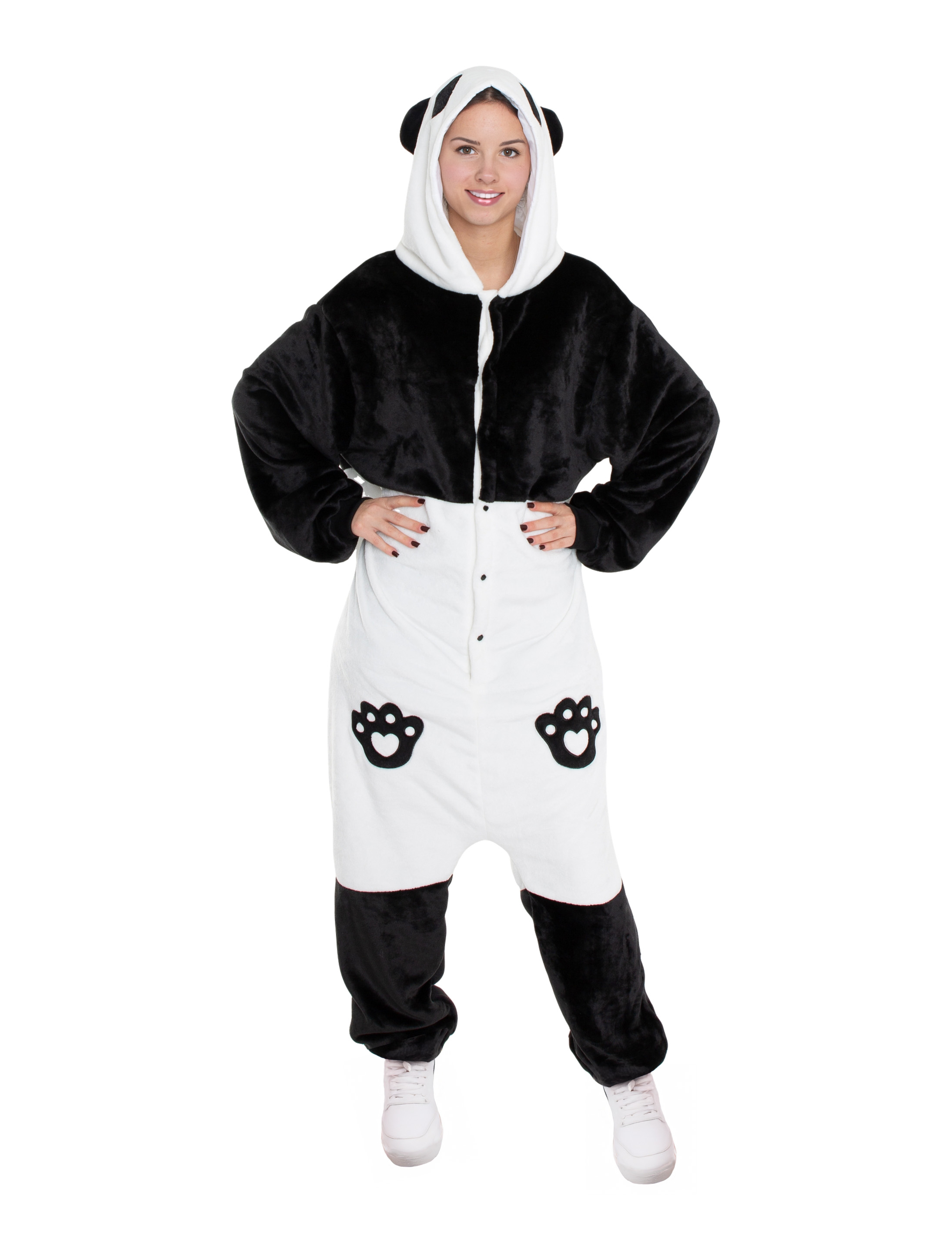 Overall Plüsch Panda Damen schwarz/weiß 34/36