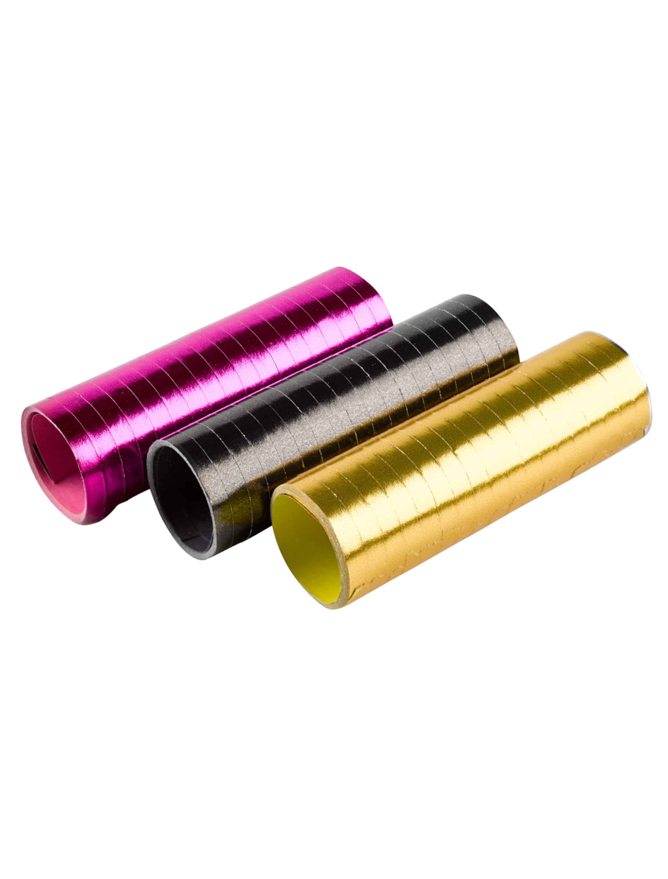 Luftschlangen 3er Pack pink/schwarz/gold