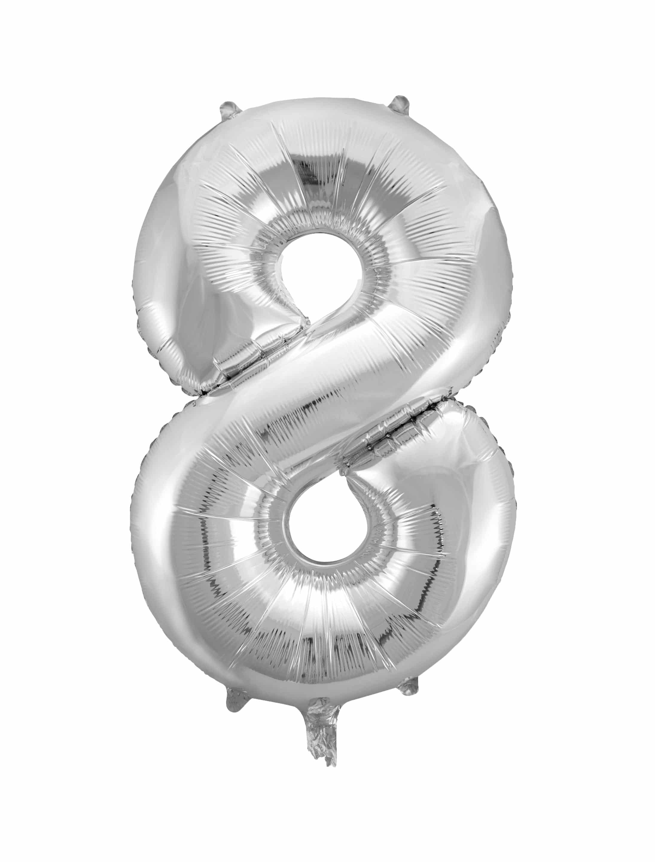 Folienballon Zahl 8 silber L